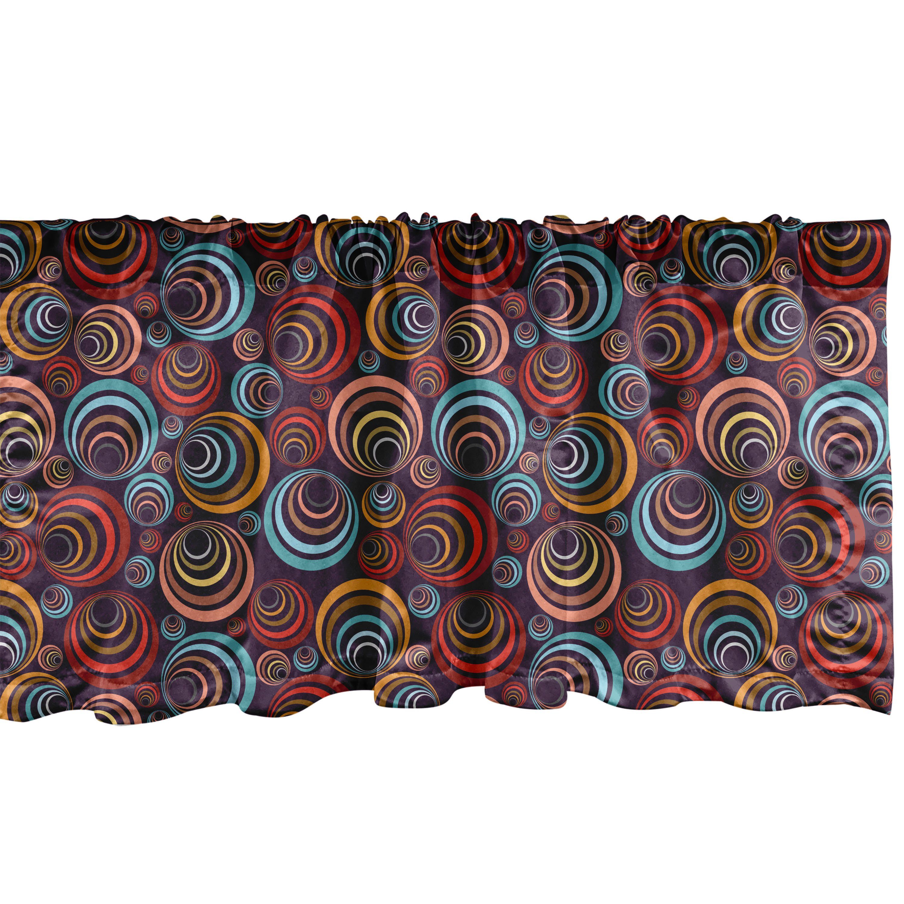 Scheibengardine Vorhang Volant für Küche Schlafzimmer Dekor mit Stangentasche, Abakuhaus, Microfaser, Abstrakt Kreisförmige Spiralformen