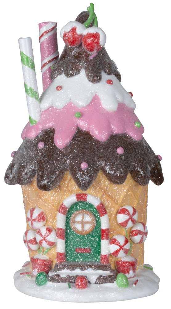Christmas Paradise Weihnachtsfigur Eisbecher 20cm St), (Dekofigur, Glitzer Bunt mit Weihnachtsdeko Lebkuchenhaus Tischdeko Pfefferkuchenhaus 1