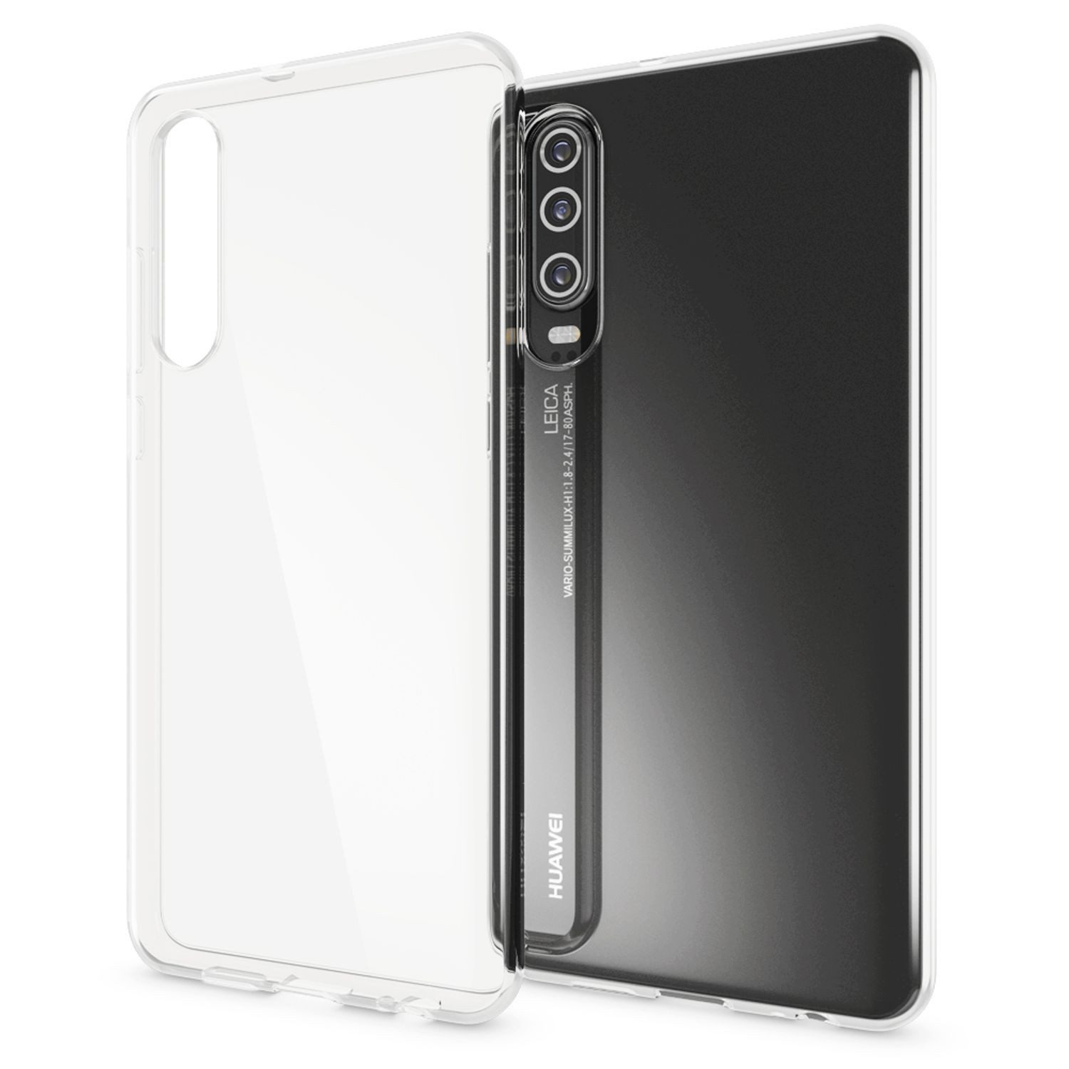 Nalia Smartphone-Hülle Huawei P30 15,5 cm (6,1 Zoll), GLAZE Case - Transparentes Silikon, Anti-Watermark & Schlank