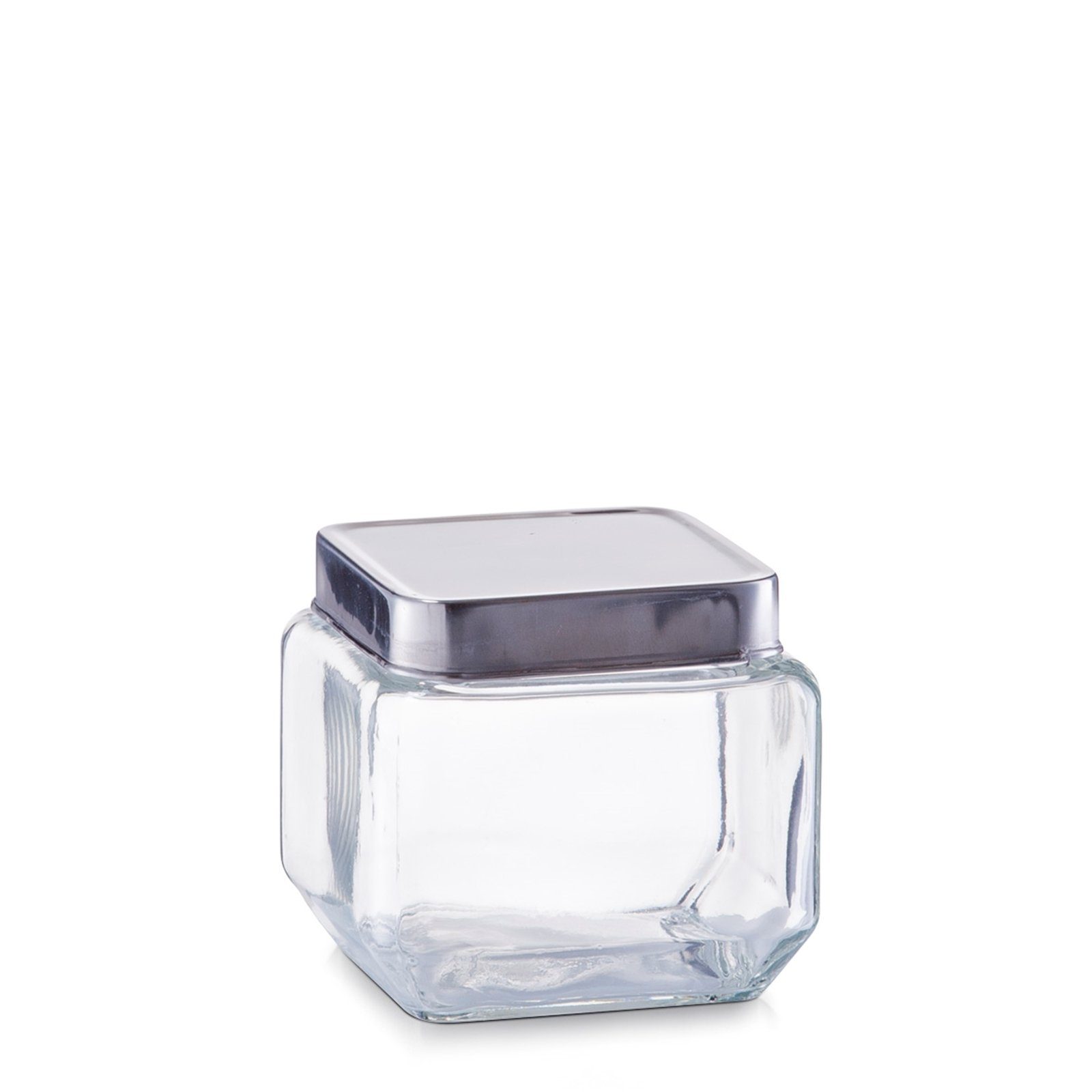 Neuetischkultur Vorratsglas Vorratsglas eckig, 10,5 cm Schraubdeckel, Glas, Edelstahl, (Stück, 1-tlg), Vorratsgefäß Schraubdeckelglas