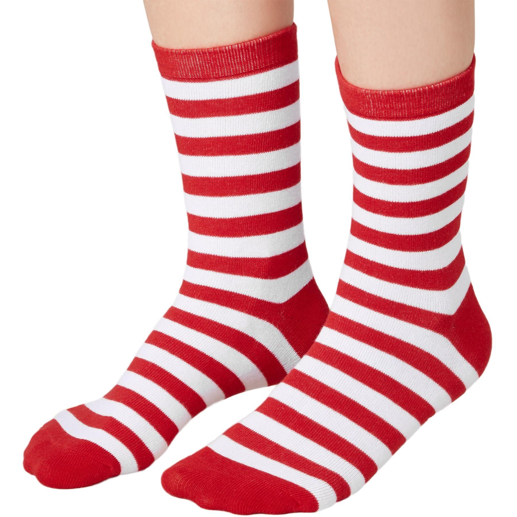 gestreift Kuschelsocken Weihnachtssocken dressforfun weiß-rot