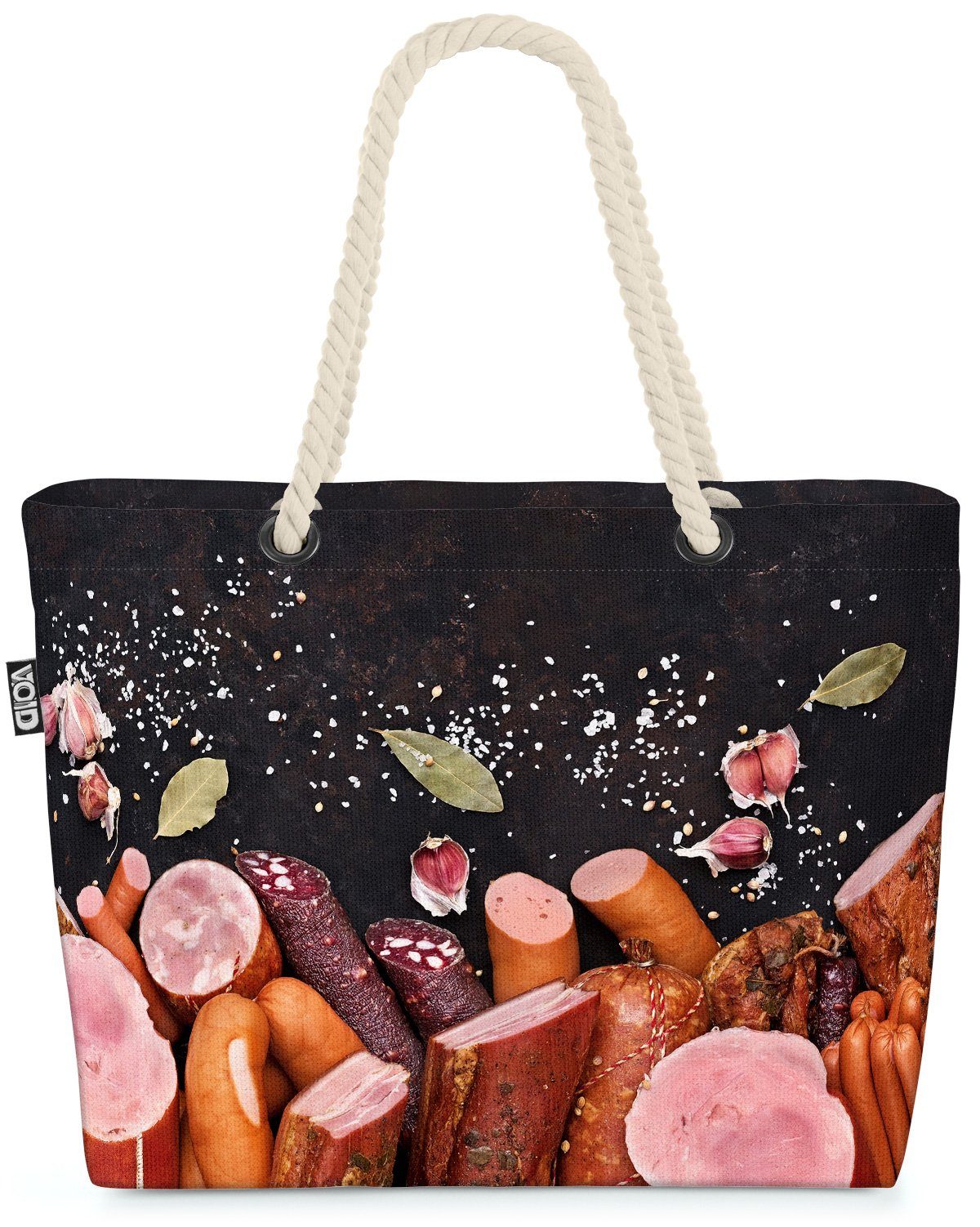 VOID Strandtasche (1-tlg), Wurst Fleisch Brotzeit Metzger Salami Rind Rindswurst Schinken Bratwu