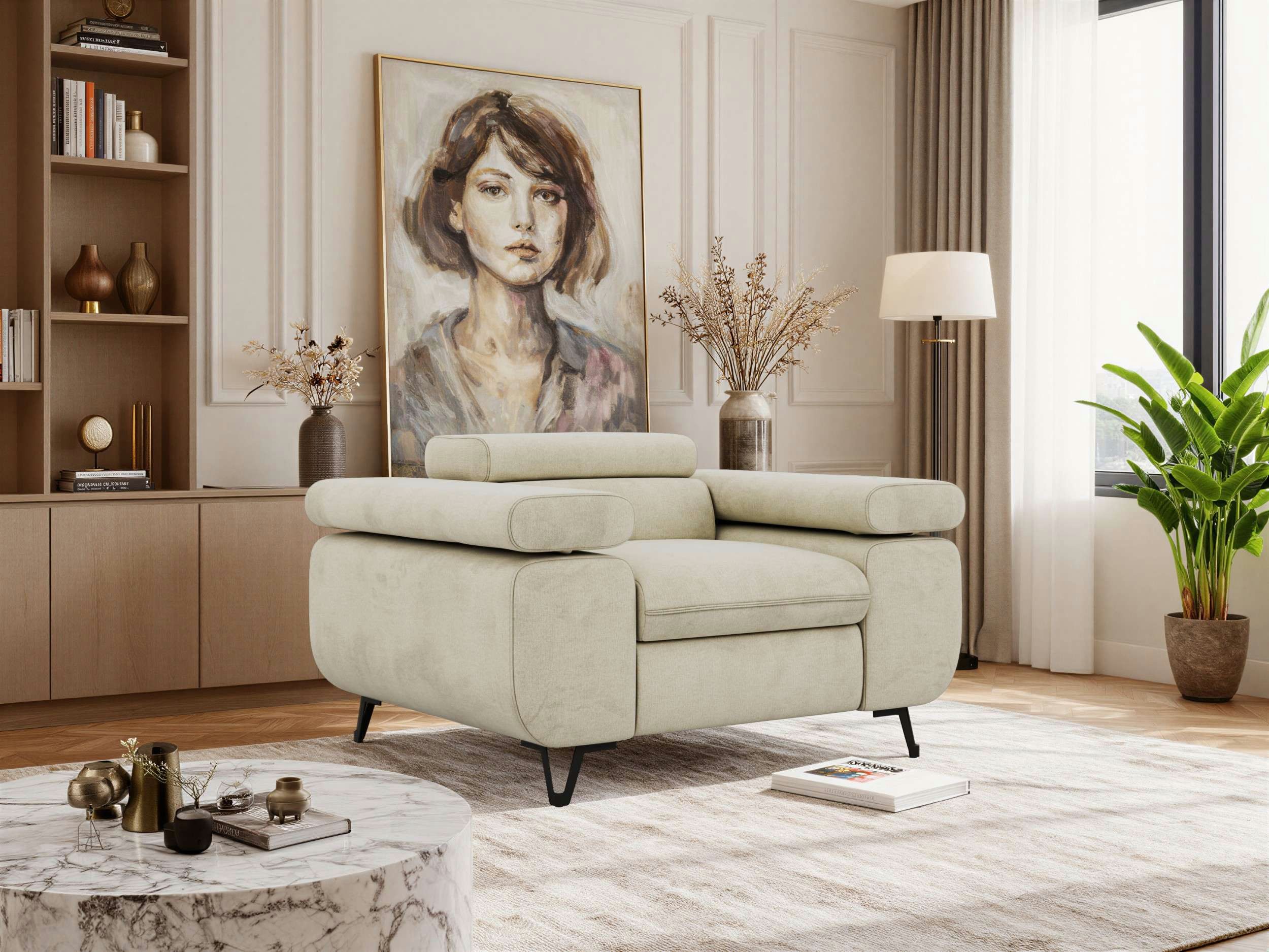 MKS MÖBEL Sofa PETER, Set, Einzelsessel mit verstellbaren Armlehnen, 1-Sitzer Sofa, Polstersessel