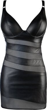 Axami Minikleid Wetlook-Minikleid in schwarz mit Tüll Kunstleder (1-tlg)