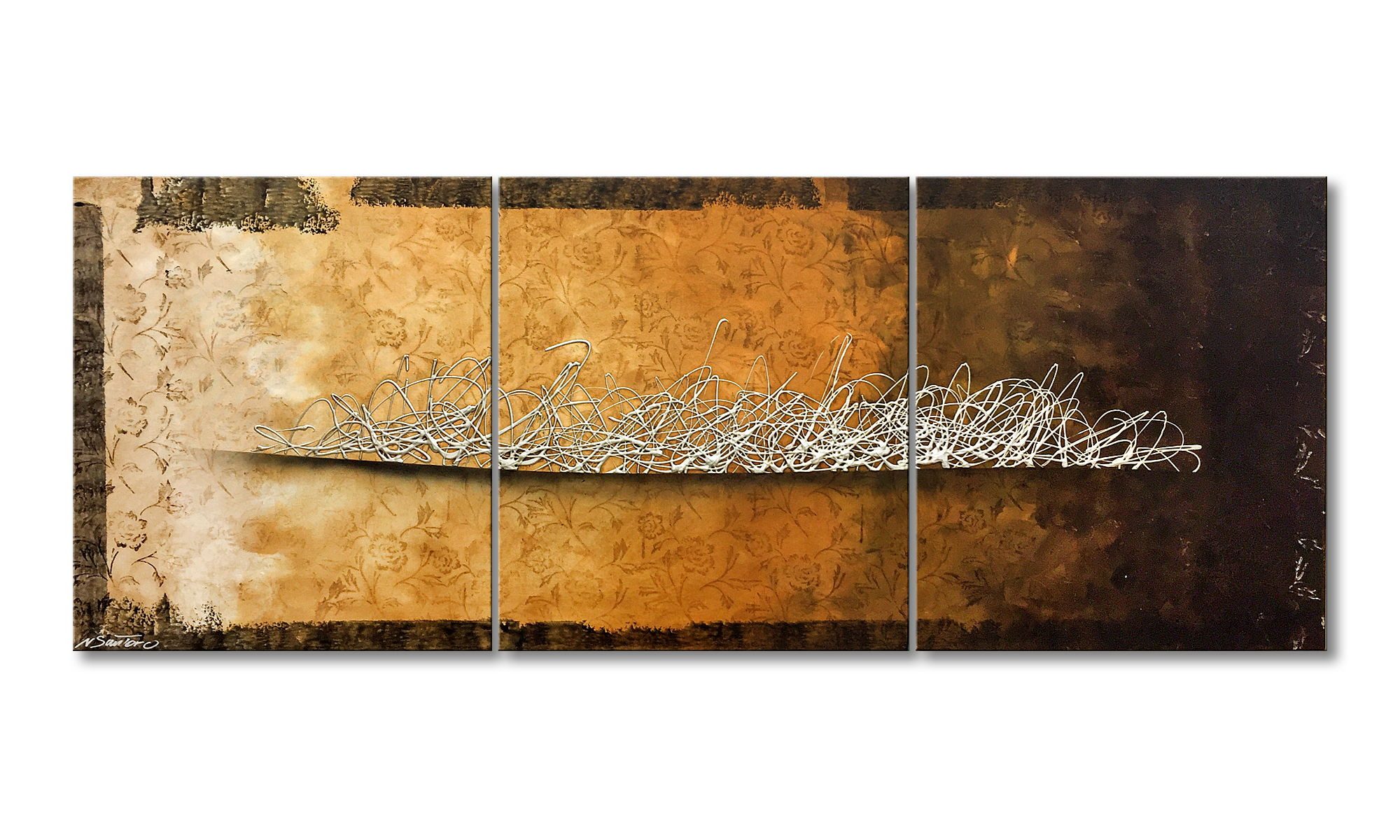 WandbilderXXL Gemälde Silver Swing 180 x 70 cm, Abstraktes Gemälde, handgemaltes Unikat