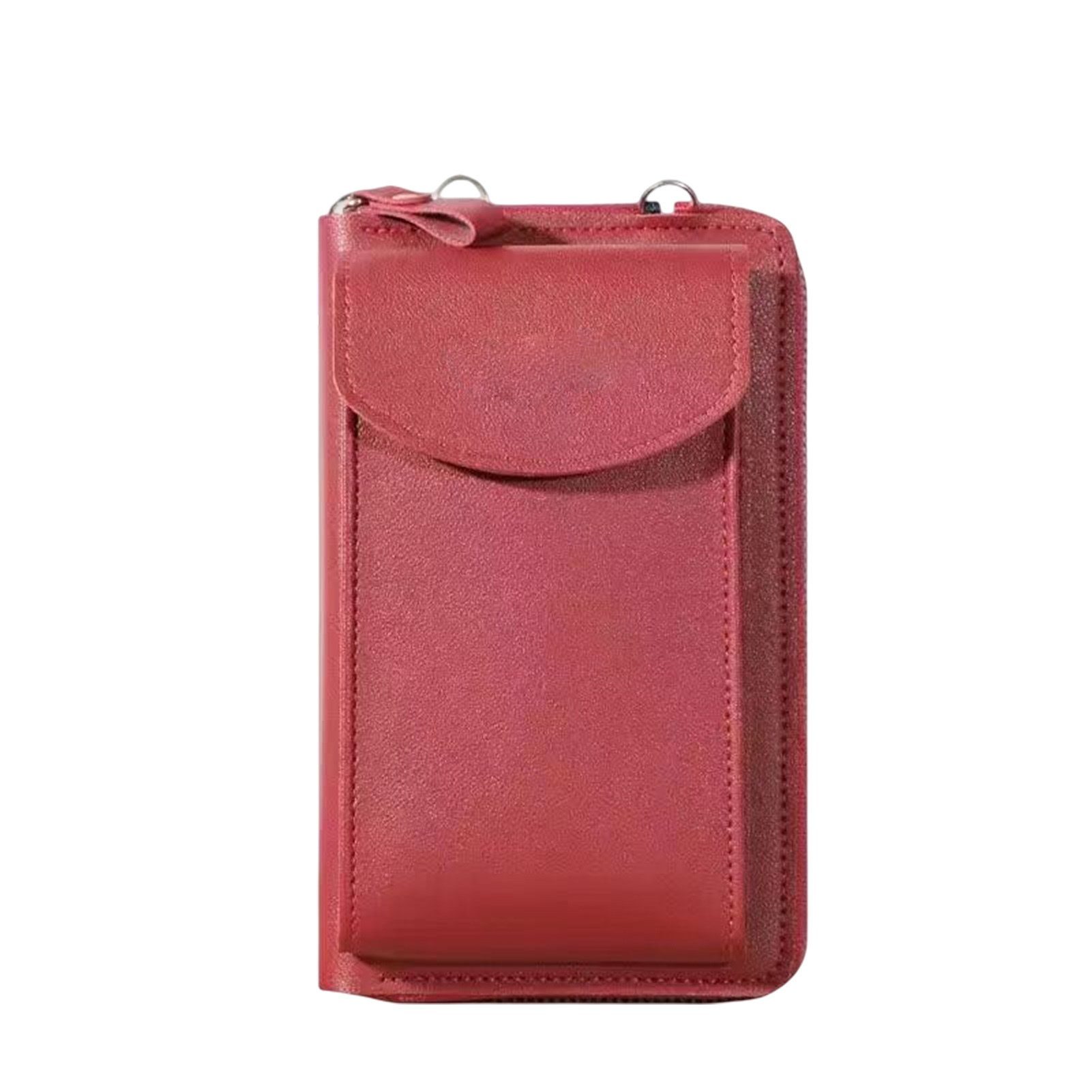 Blusmart Geldbörse Einfache Doppellagige Reißverschluss-Geldbörse Rot Mit Handytasche