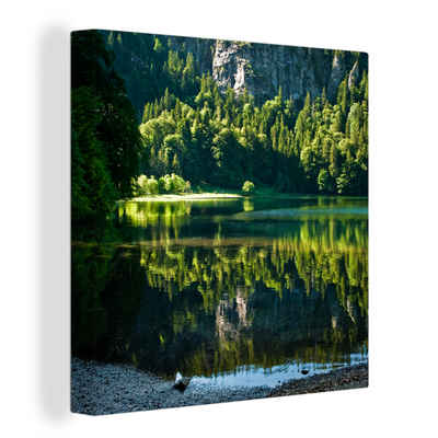 OneMillionCanvasses® Leinwandbild Blick vom Ufer des Feldsees im deutschen Schwarzwald, (1 St), Leinwand Bilder für Wohnzimmer Schlafzimmer