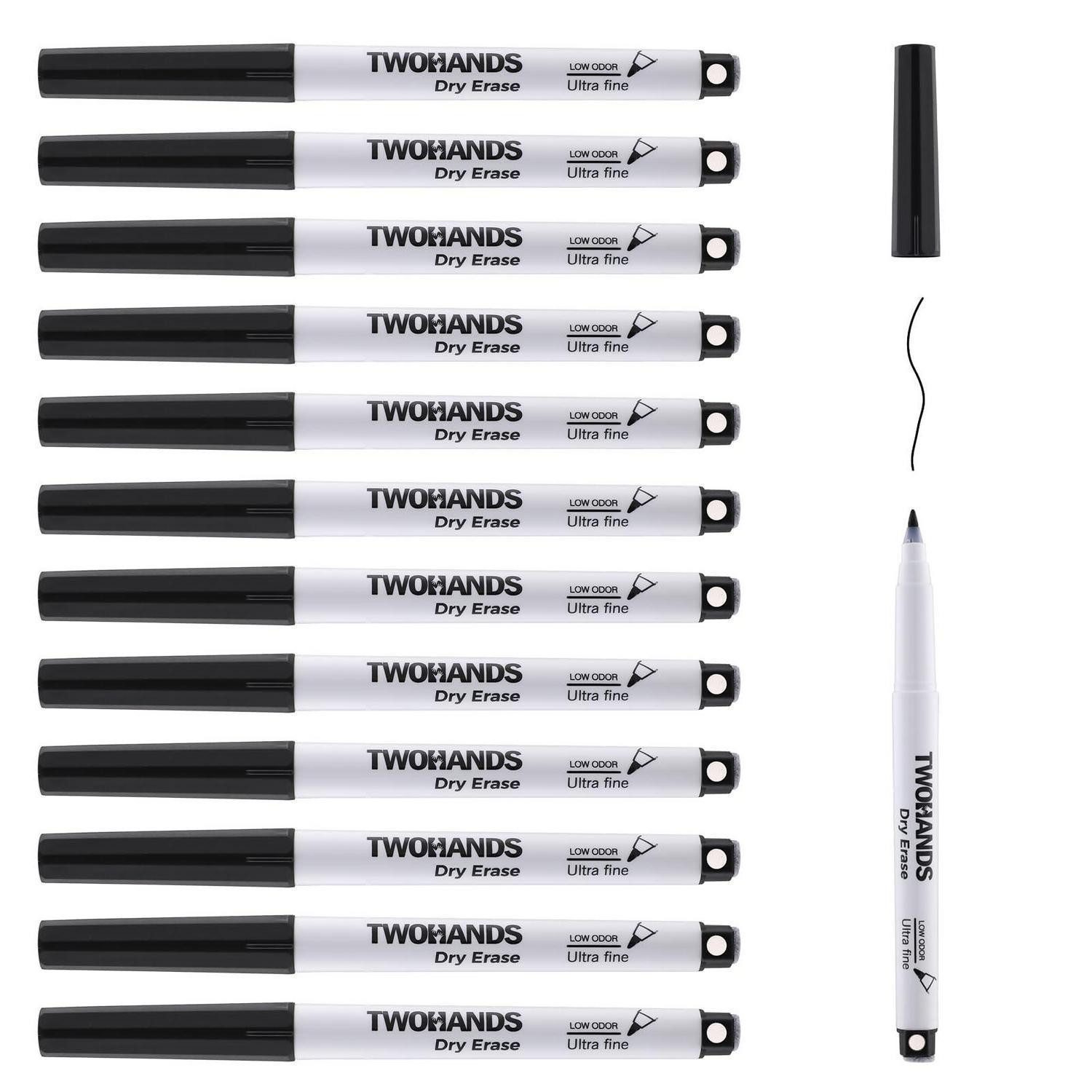 LuxusKollektion Whiteboard Marker Whiteboard Marker Schwarz 12 Stk 0,7mm Magnet/Radierer
