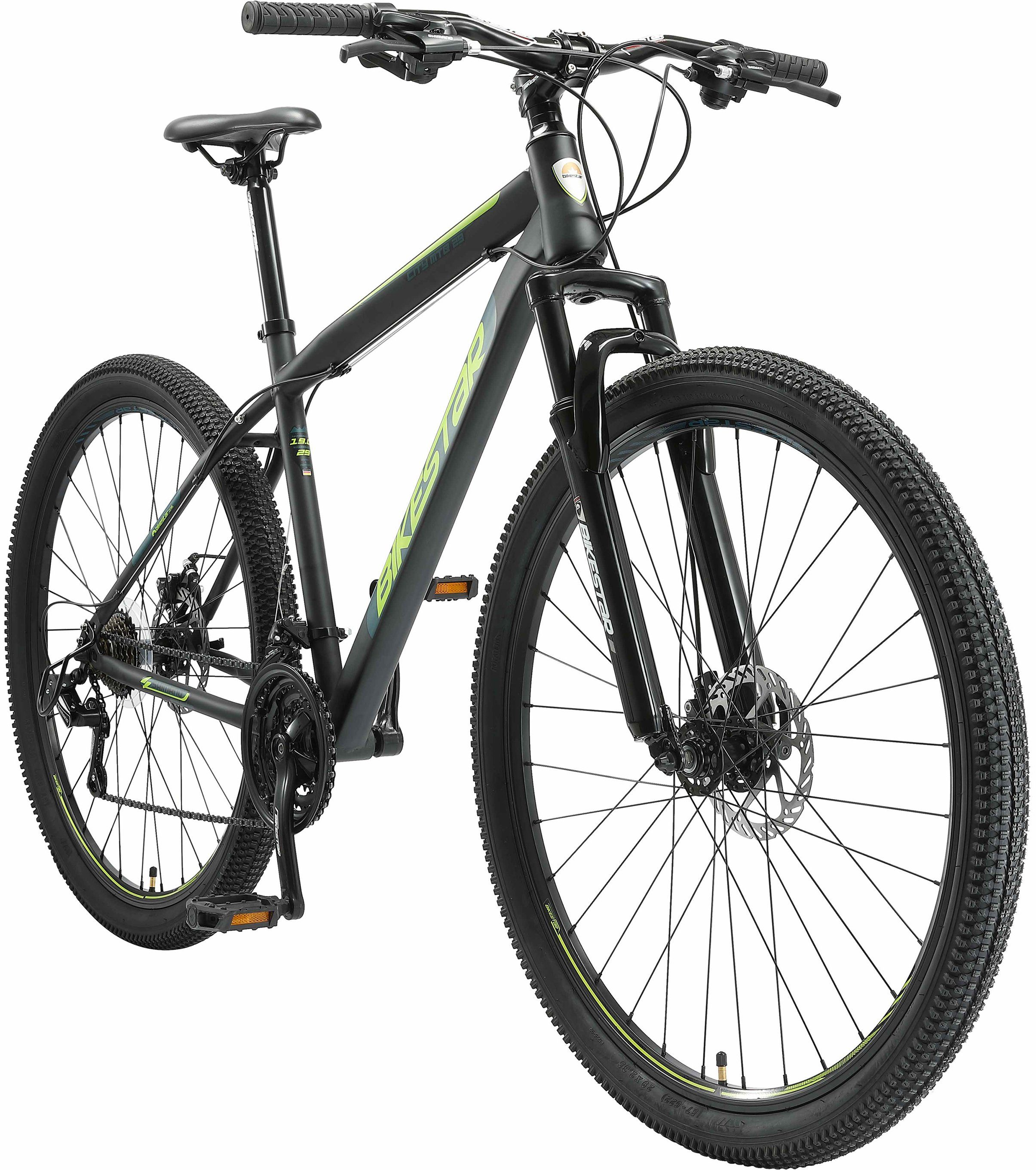 Bikestar Mountainbike, 21 Gang Shimano RD-TY300 Schaltwerk, Kettenschaltung, für Damen und Herren, Kettenschaltung