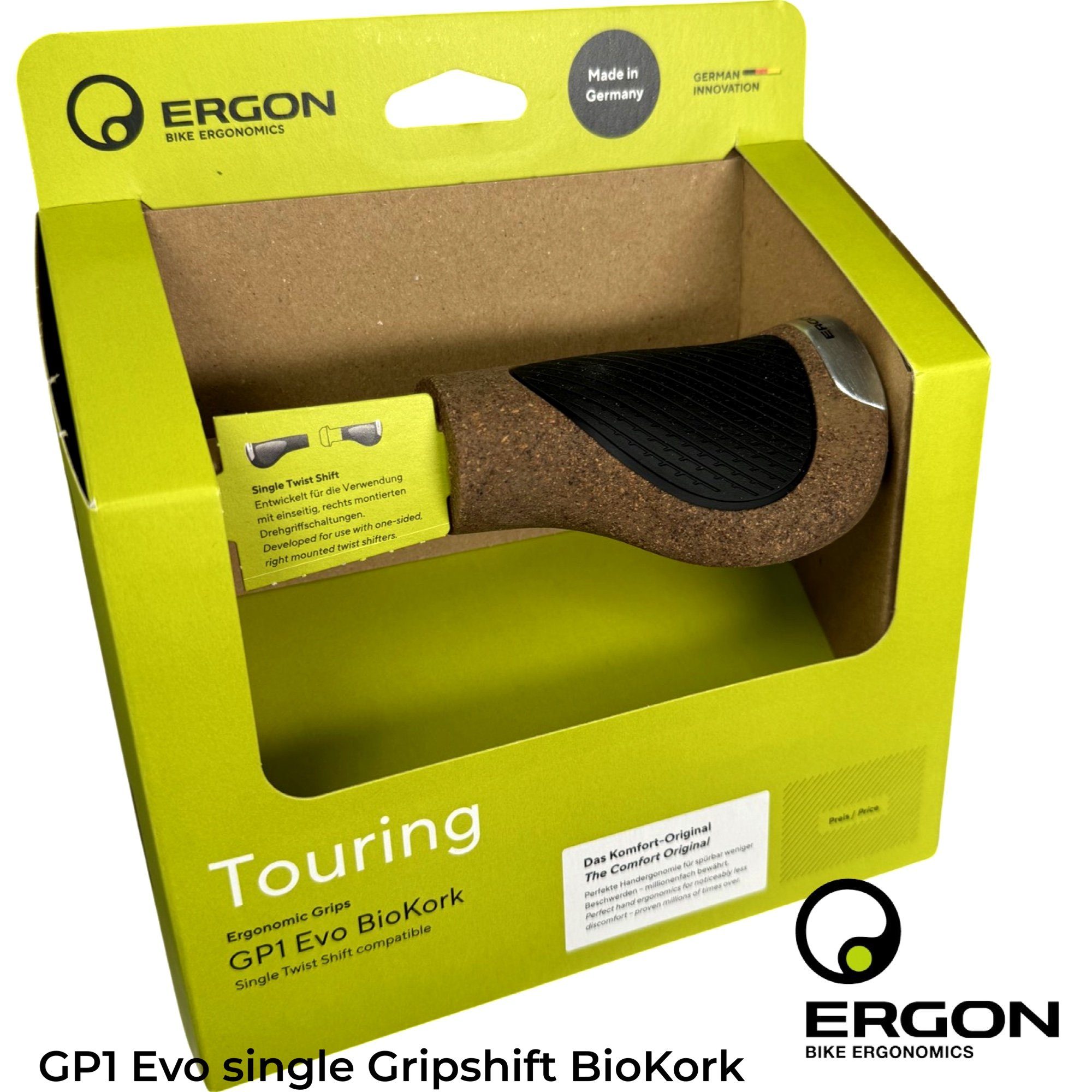 Ergon Fahrradlenker Ergon GP1 EVO BioKork Single Shift Mtb City Tour Ebike Fahrrad Griffe