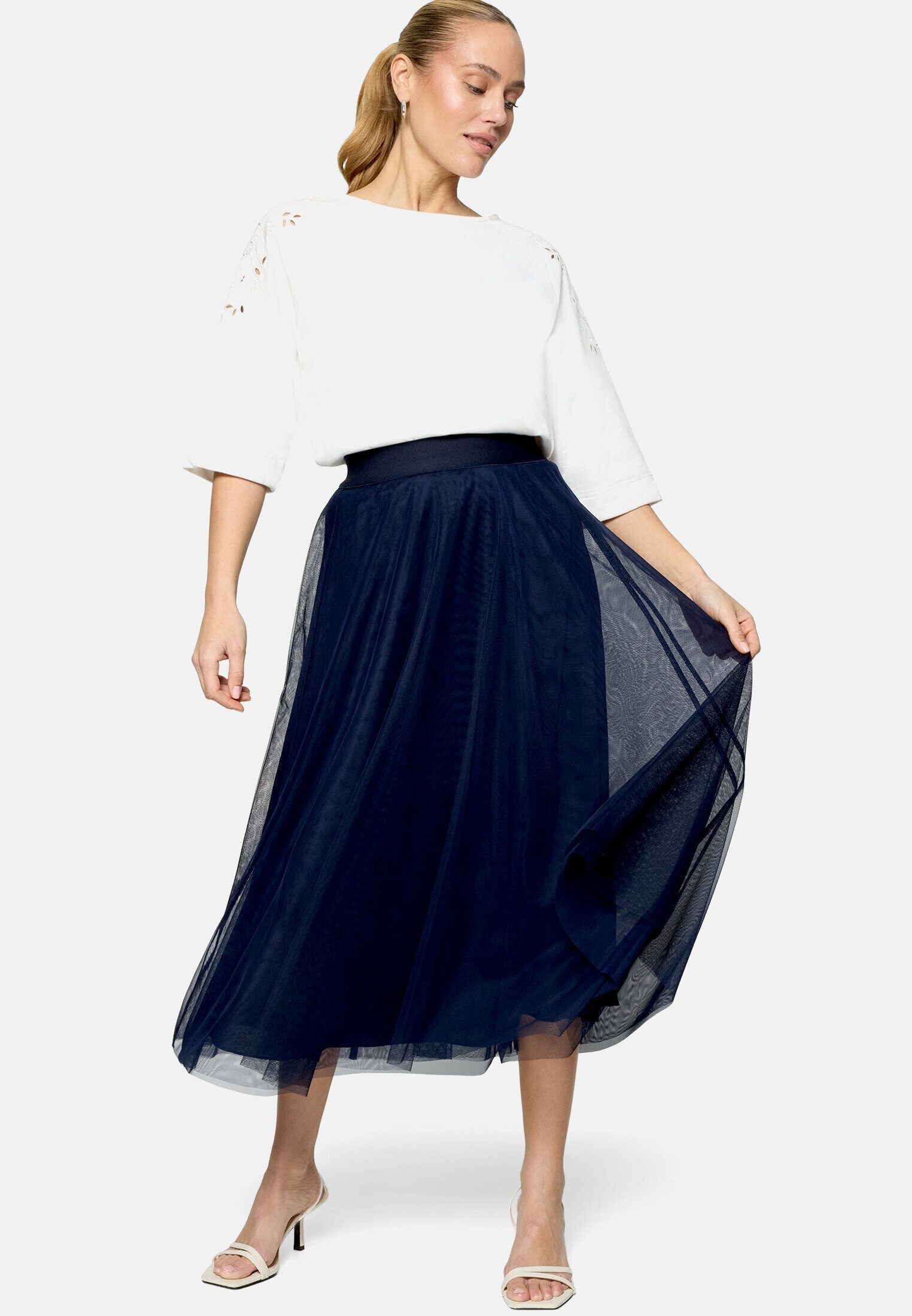 Zero Midirock Damen mit elastischem Bund Material.