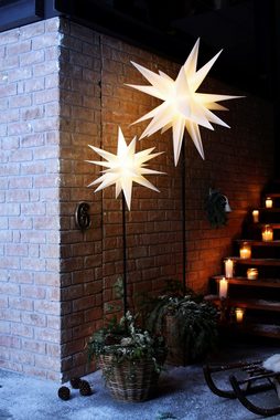 Star-Max LED Stern Weihnachtsstern, 3D-Optik, Weihnachtsdeko aussen, Timerfunktion, LED fest integriert, Warmweiß, mit Erdspieß