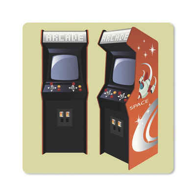 MuchoWow Gaming Mauspad Spiele - Arkade - Rot (1-St), Gaming, Rutschfester Unterseite, Mausunterlage, 80x80 cm, XXL, Großes