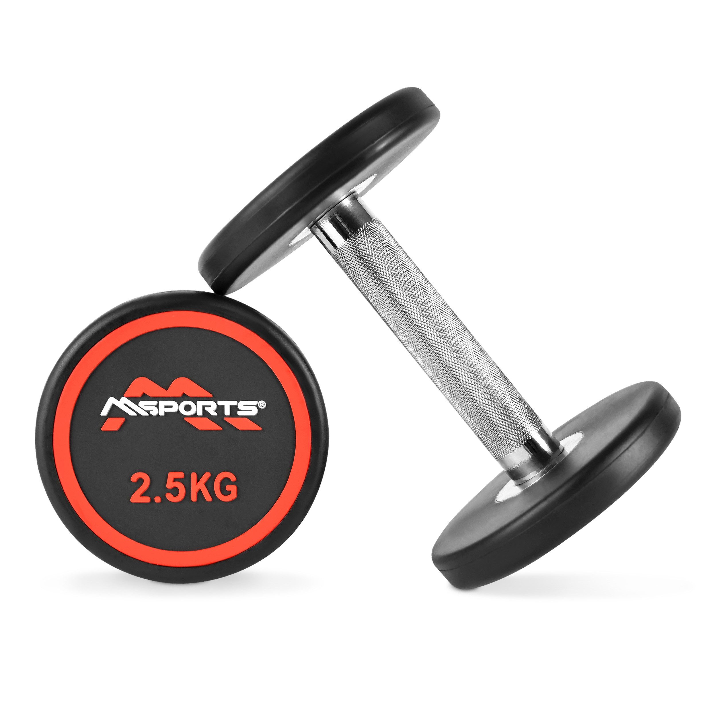 MSports® Hantel Rundhantel 2er Set, Gummi Kurzhantel Beschichtung 2,5-50 kg