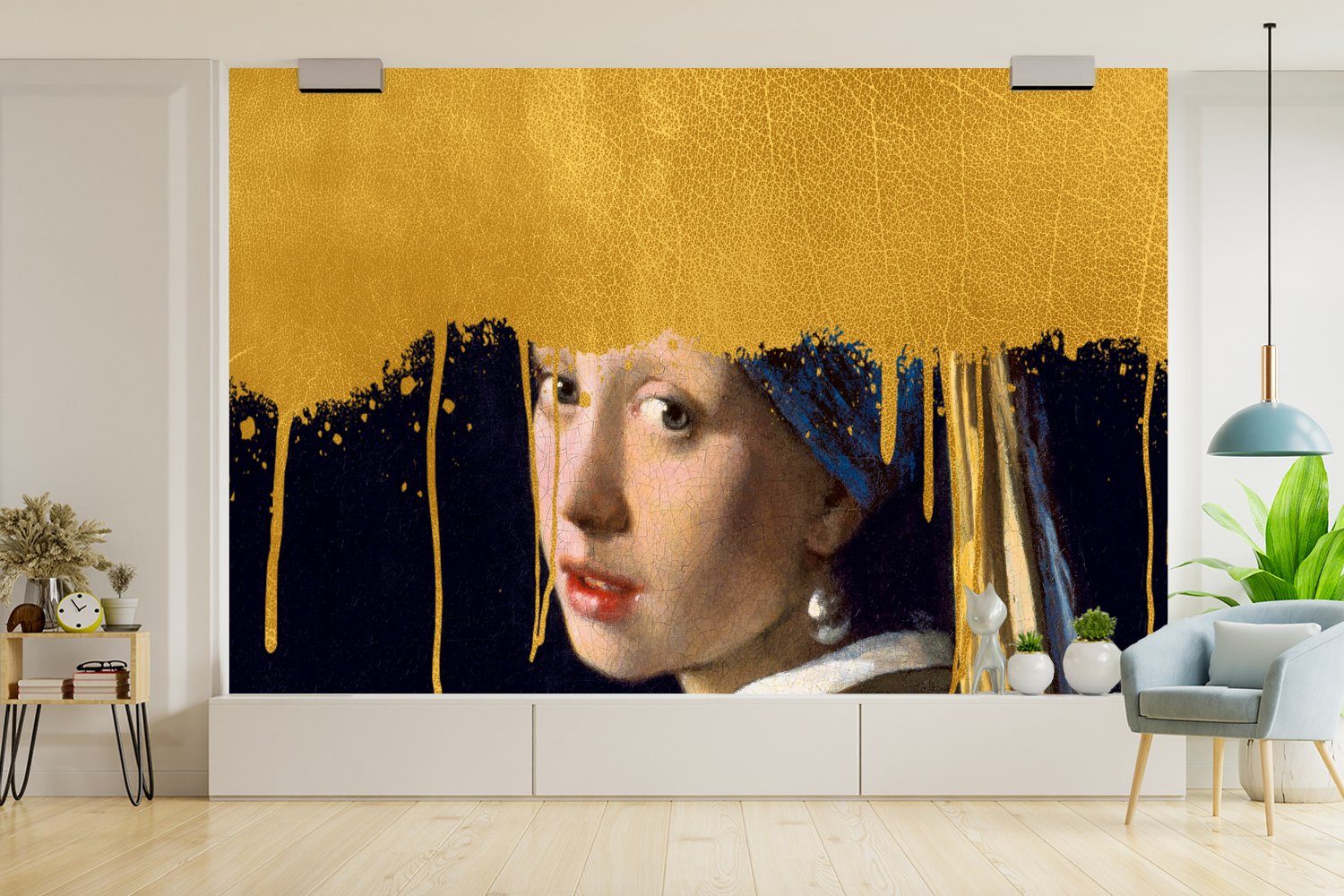 MuchoWow Fototapete Mädchen mit Kinderzimmer, Gold - für Tapete Matt, Vermeer, (6 Schlafzimmer, Vinyl bedruckt, Wohnzimmer, einem Perlenohrring - St), Wallpaper