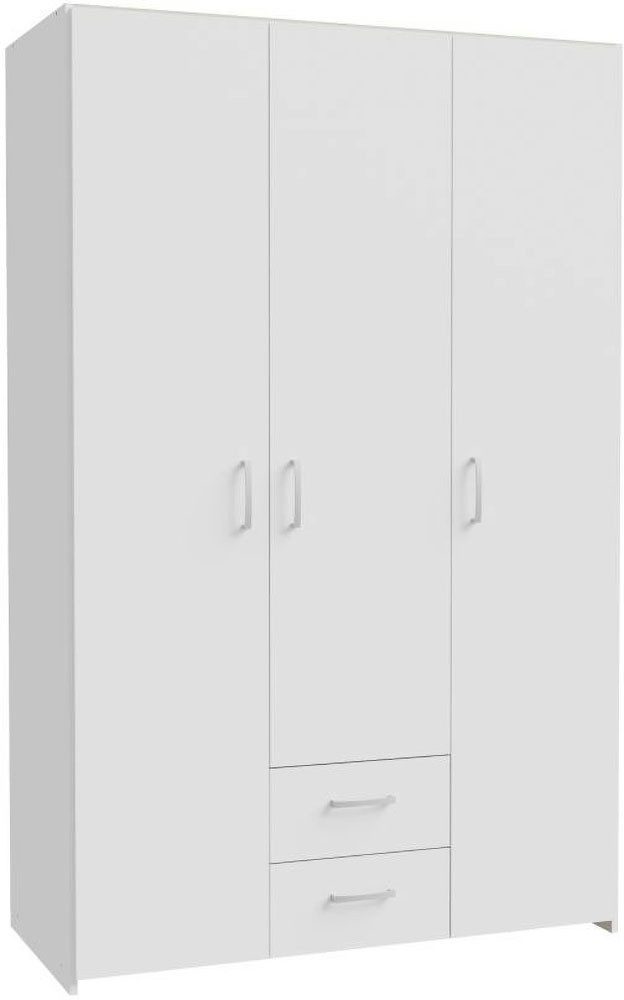 FORTE Kleiderschrank Econobox Drehtürenschrank, zeitloses Design mit alufarbigen Griffen.
