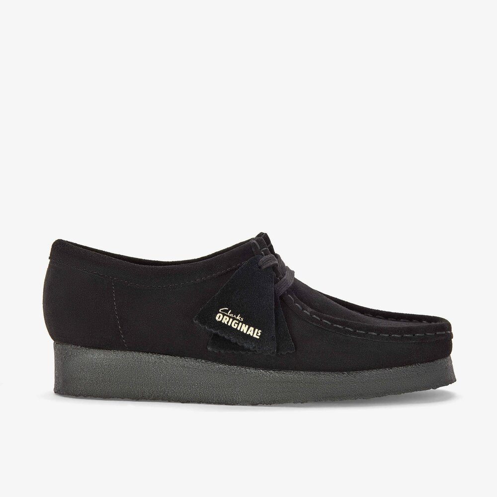 Clarks - Wallabee. Black Sde - Schwarz Schnürschuh
