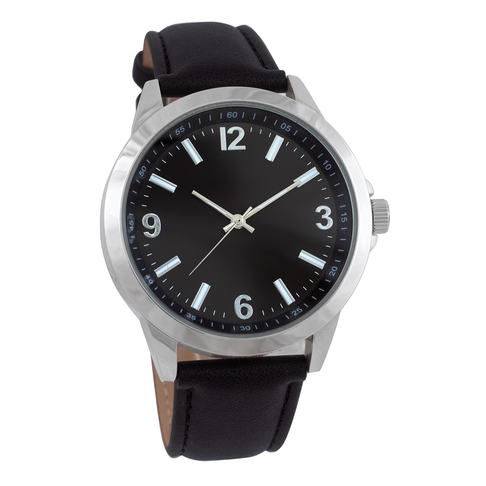 Miraval Quarzuhr Armbanduhr Schwarz mit Lederarmband, Edelstahlgehäuse & Quarzuhrwerk
