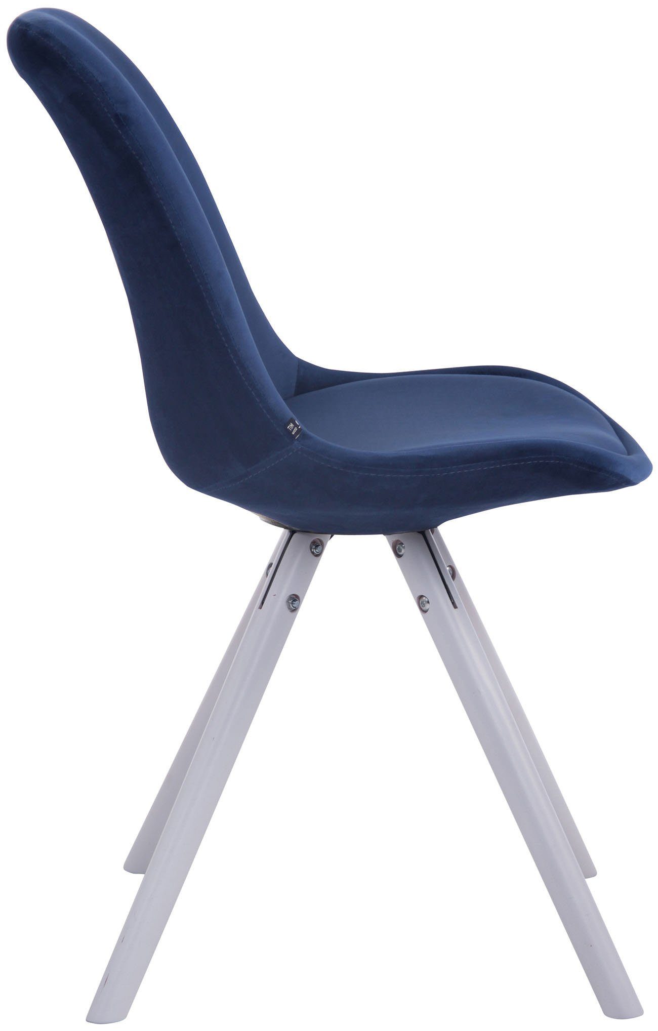 TPFLiving Besucherstuhl Toulon mit hochwertig blau Samt weiß (Küchenstuhl Sitzfläche - Wohnzimmerstuhl), - Esszimmerstuhl gepolsterter Konferenzstuhl rund - - Buchenholz Sitzfläche: Gestell