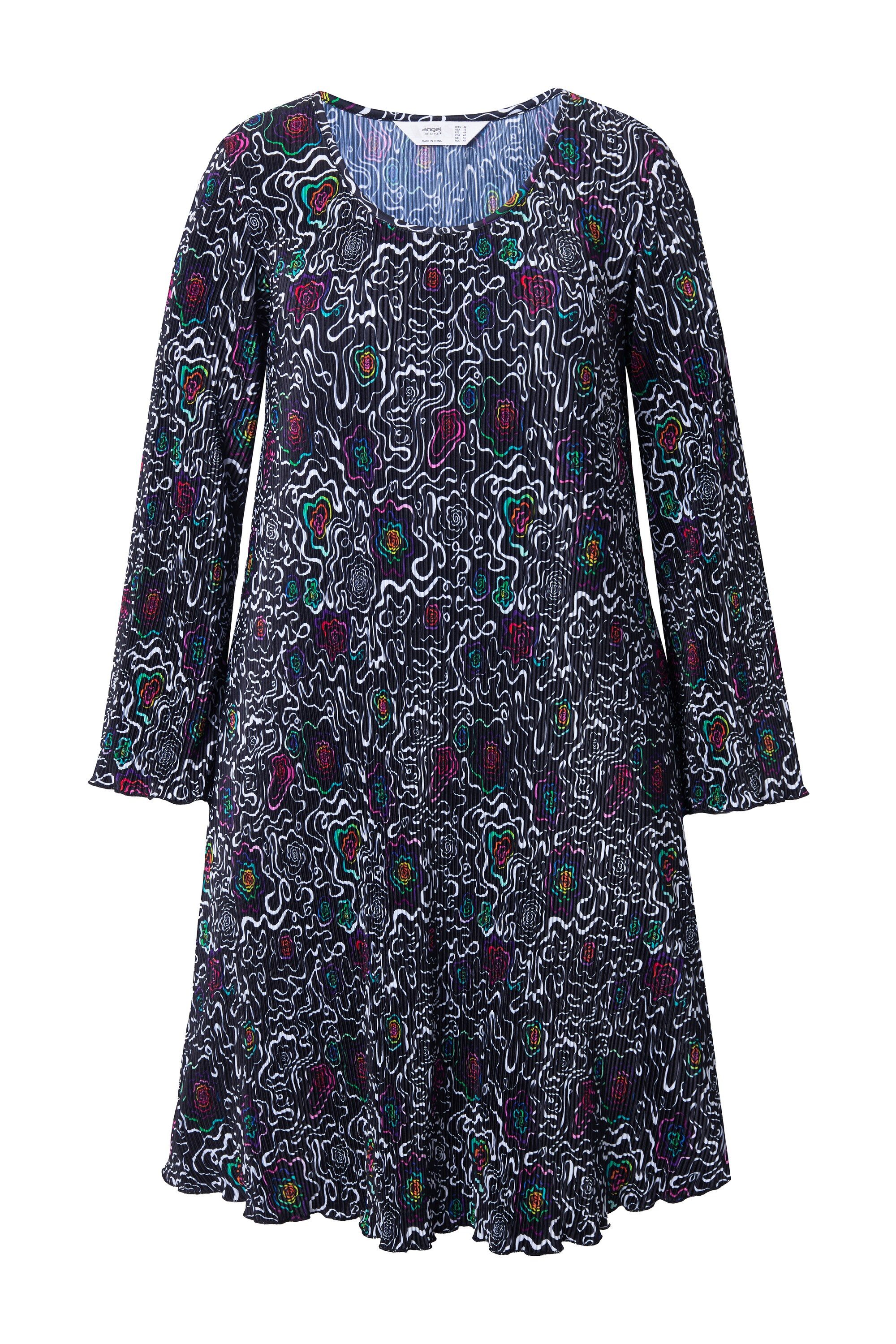 Angel of Style Midikleid Plisseekleid A-Linie Allovermuster Trompetenärmel günstig online kaufen
