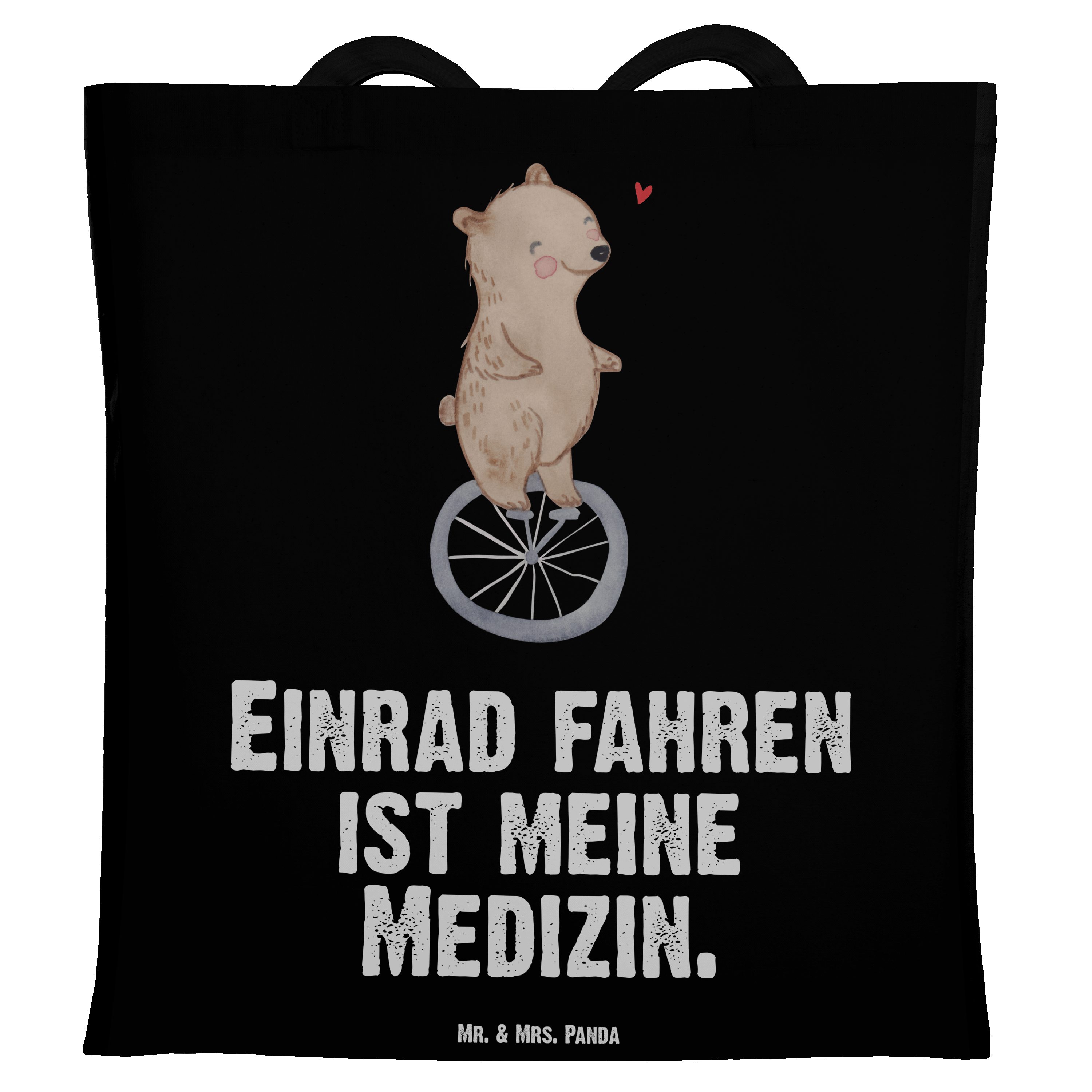 (1-tlg) Panda Tragetasche Medizin fahren Geschenk, Mr. Mrs. & Schwarz Einkaufstas - Sportler, Einrad - Bär