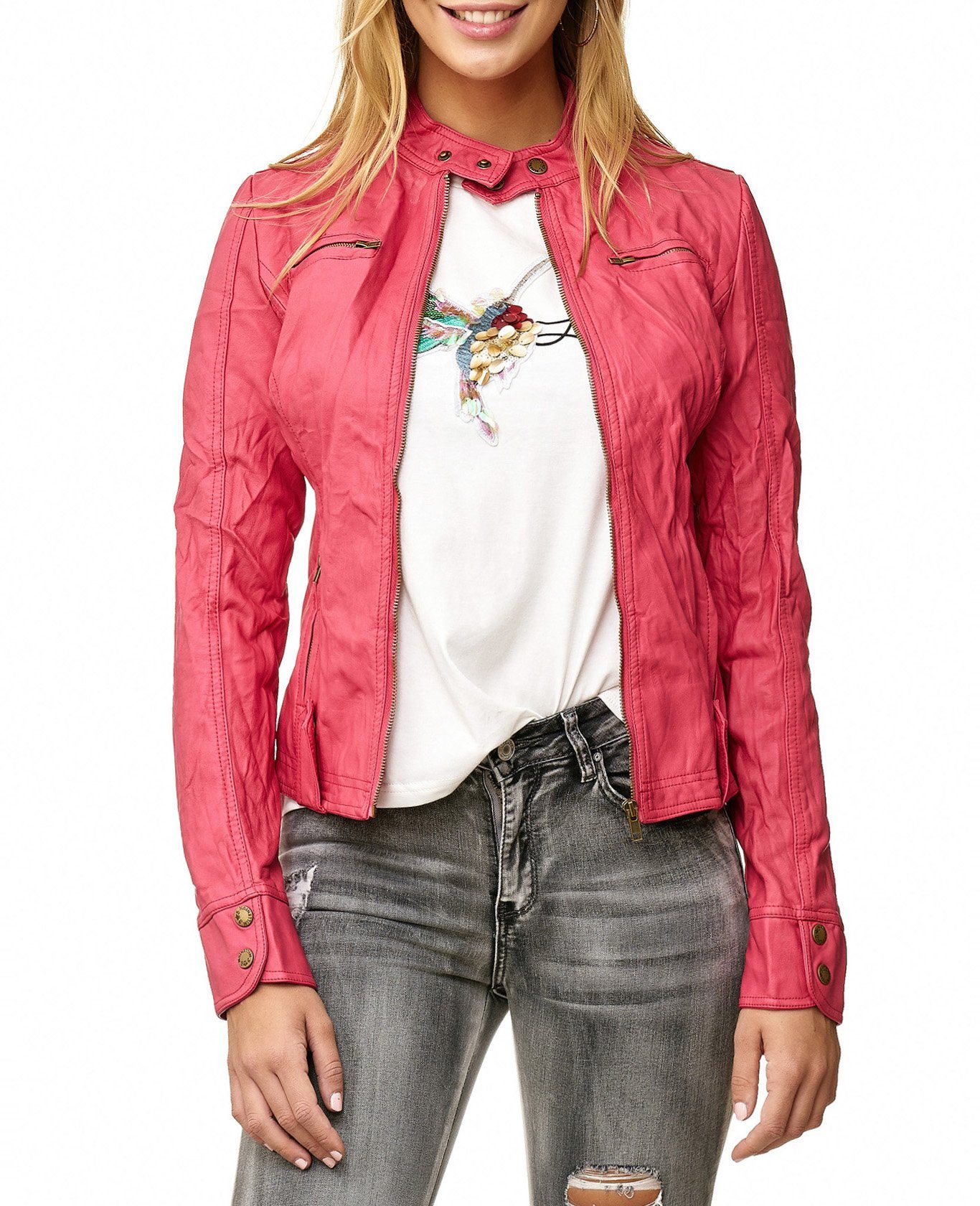 Egomaxx Lederjacke Lederjacke Leder Optik (1-St) günstig online kaufen