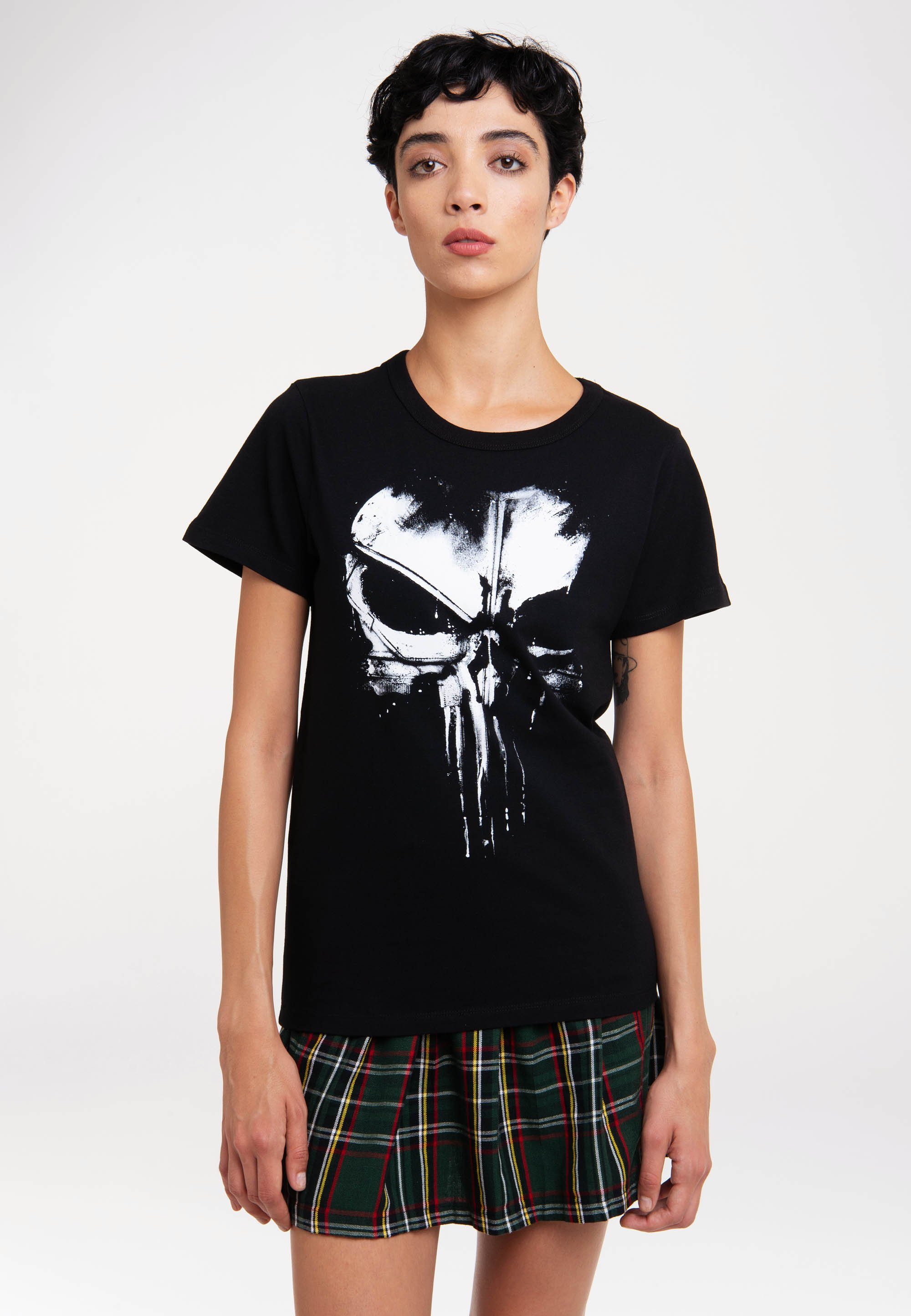 LOGOSHIRT T-Shirt Marvel - Punisher Techno Skull mit lizenziertem Print