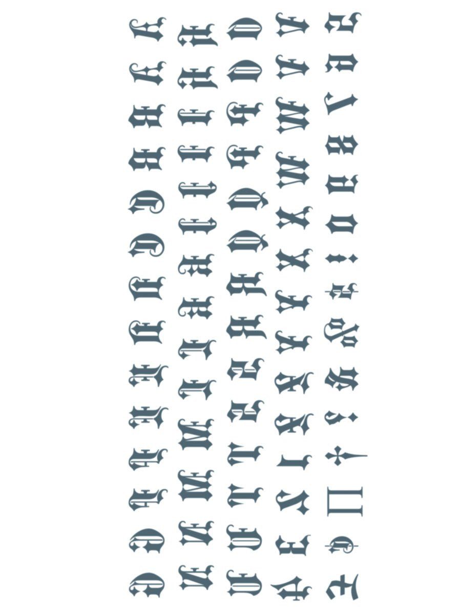 Tinsley Theaterschminke Alphabet Knöchel Klebe-Tattoos - Fasching Hallowee, Temporäre Tattoos in beeindruckend realistischer Hollywood-Qualität