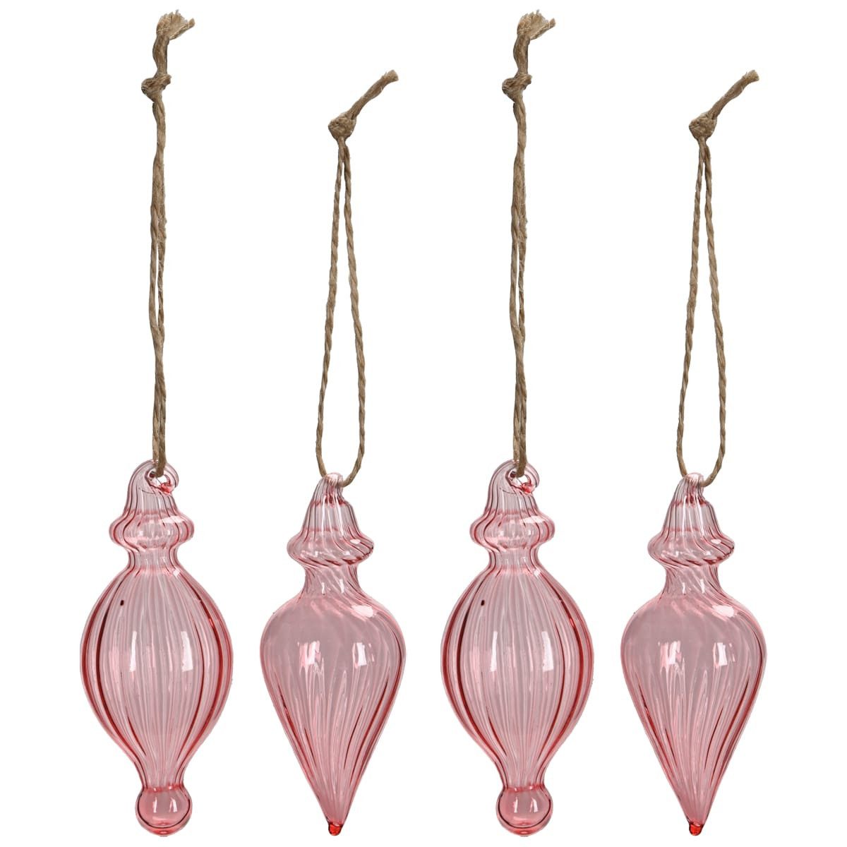 matches21 HOME & HOBBY Вешалки для украшений Weihnachtsschmuck in Rosa, aus Glas in 9 cm als Christbaumdeko (4 St), Christbaumschmuck zum Hängen im 4er Set