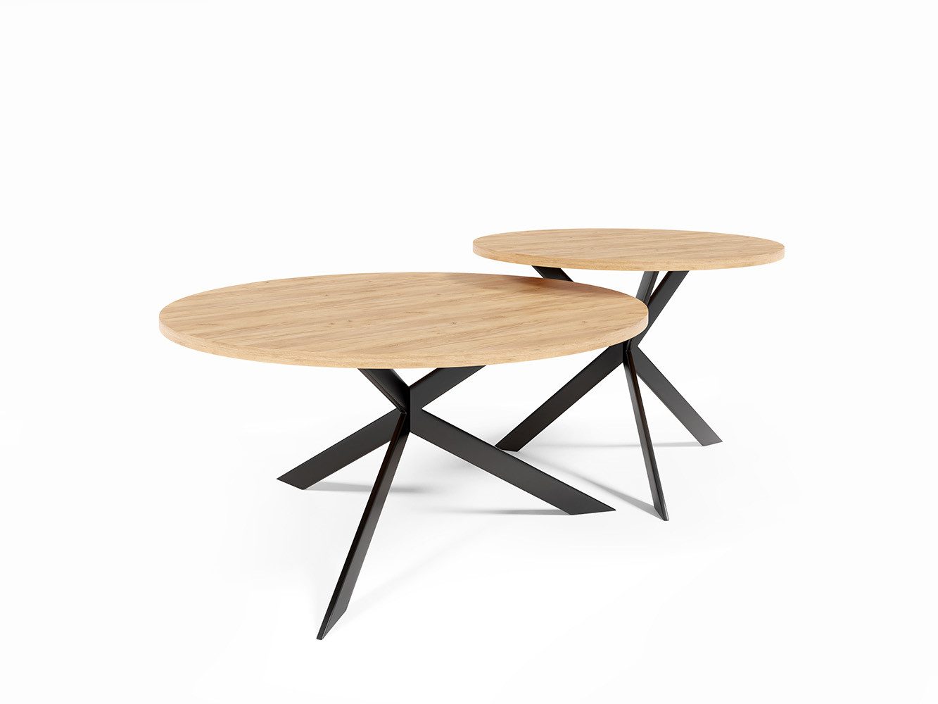 Feldmann-Wohnen Couchtisch Libre (runde Tischplatte, Metallgestell, 1-St., pulverbeschichtetes Gestell, besonders attraktiv, schlicht elegant), 58cm und 75cm, 2-teilig, Chromix Weiß