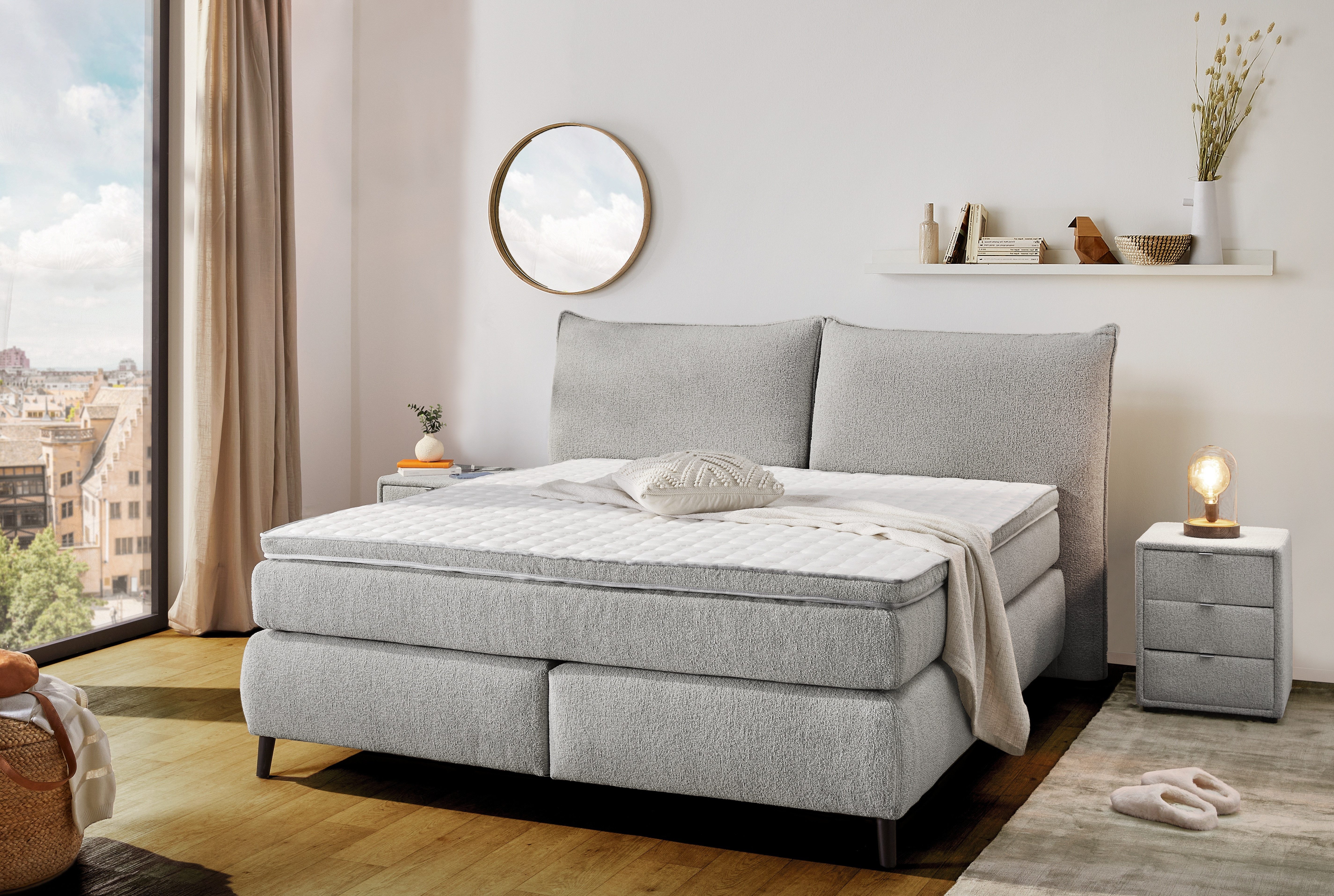 Jockenhöfer Gruppe Boxspringbett Hacienda, Breite 180cm,erhältlich in verschiedenen Farben, 7-Zonen-TTFK-Matratze, KS-Topper, verschiedene Härtegrade wählbar
