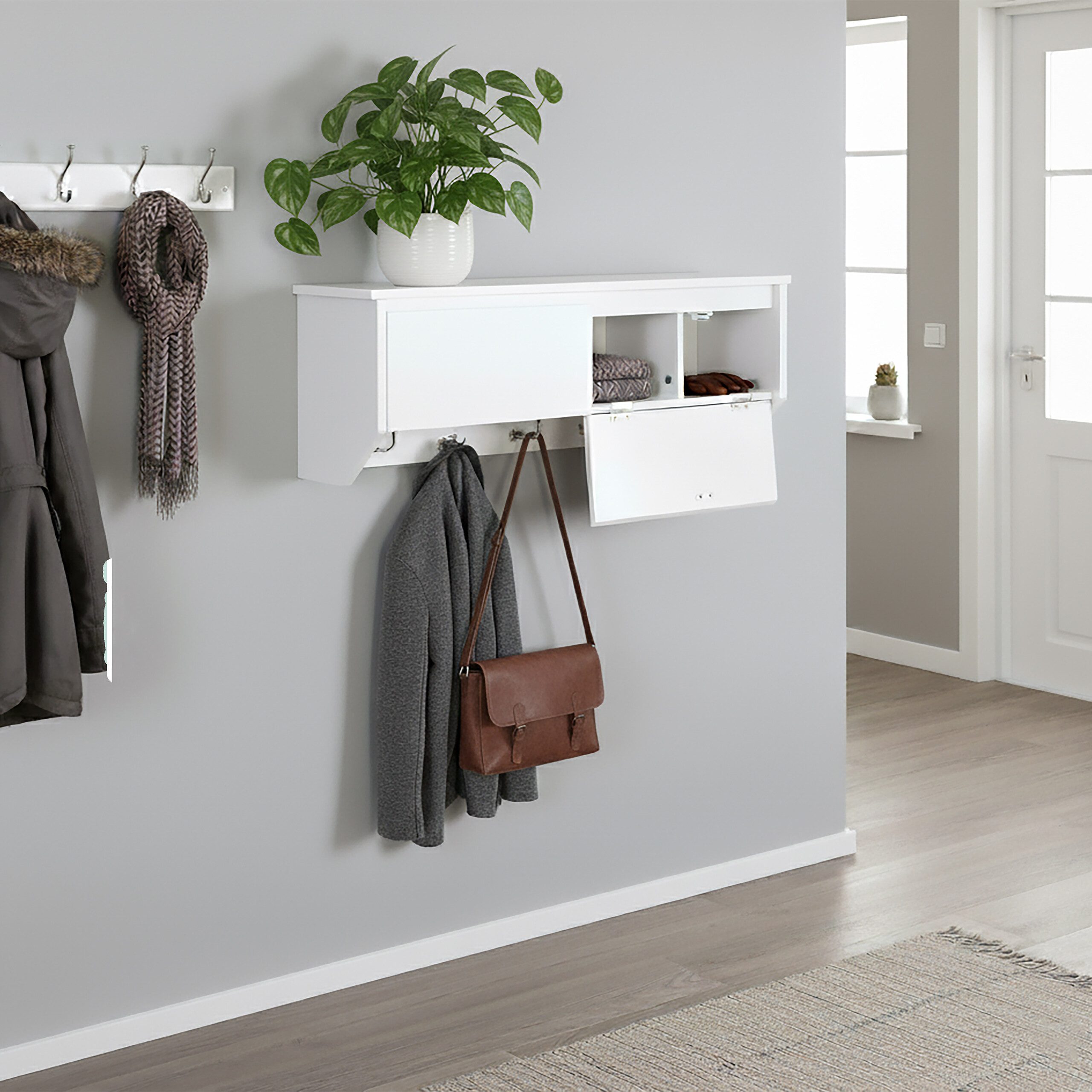 relaxdays Wandgarderobe 5 Haken mit Stauraum (1 St) – Bild 3 von 5