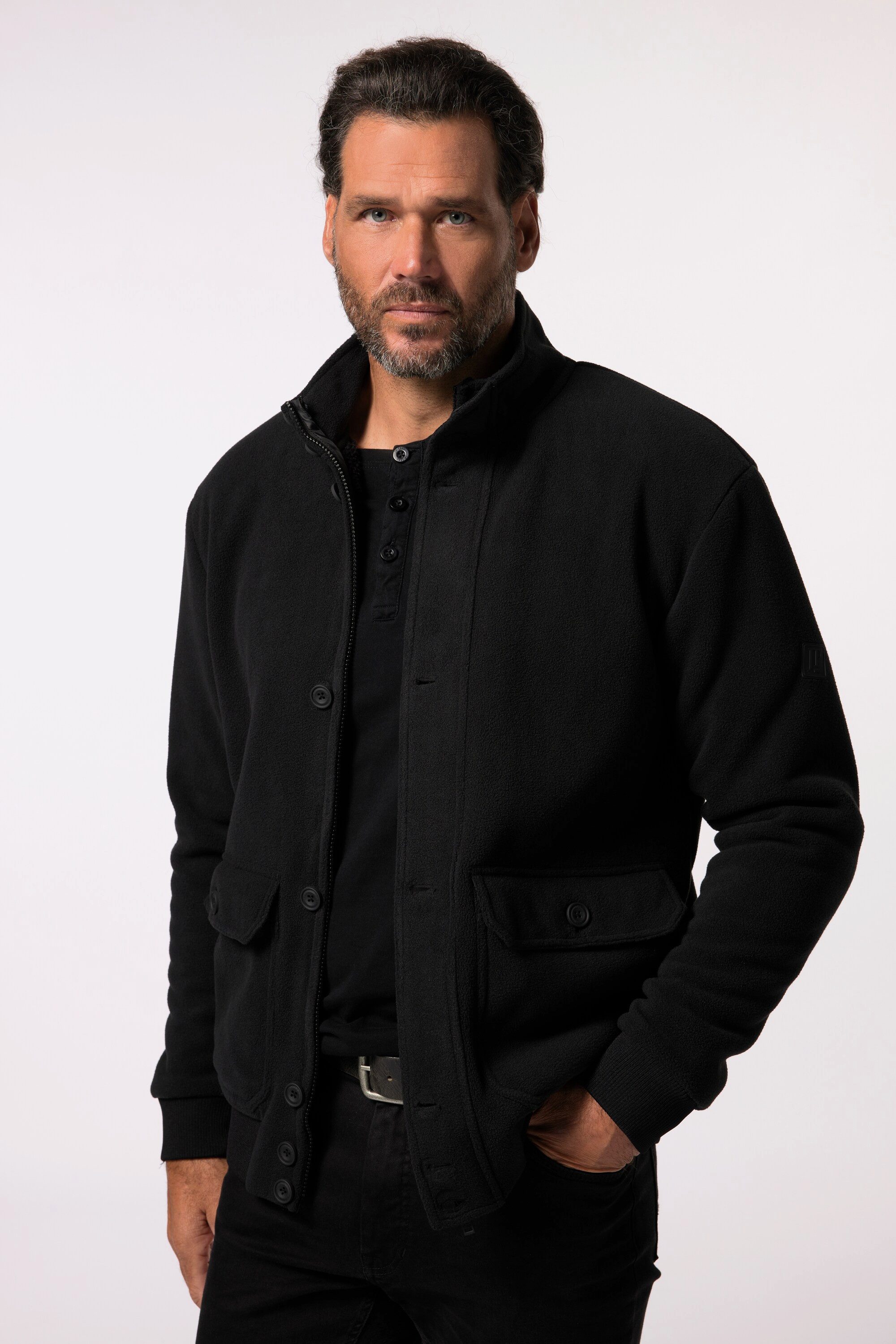 Fleecejacke Fleeceblouson Teddyfutter Stehkragen Doppeltaschen