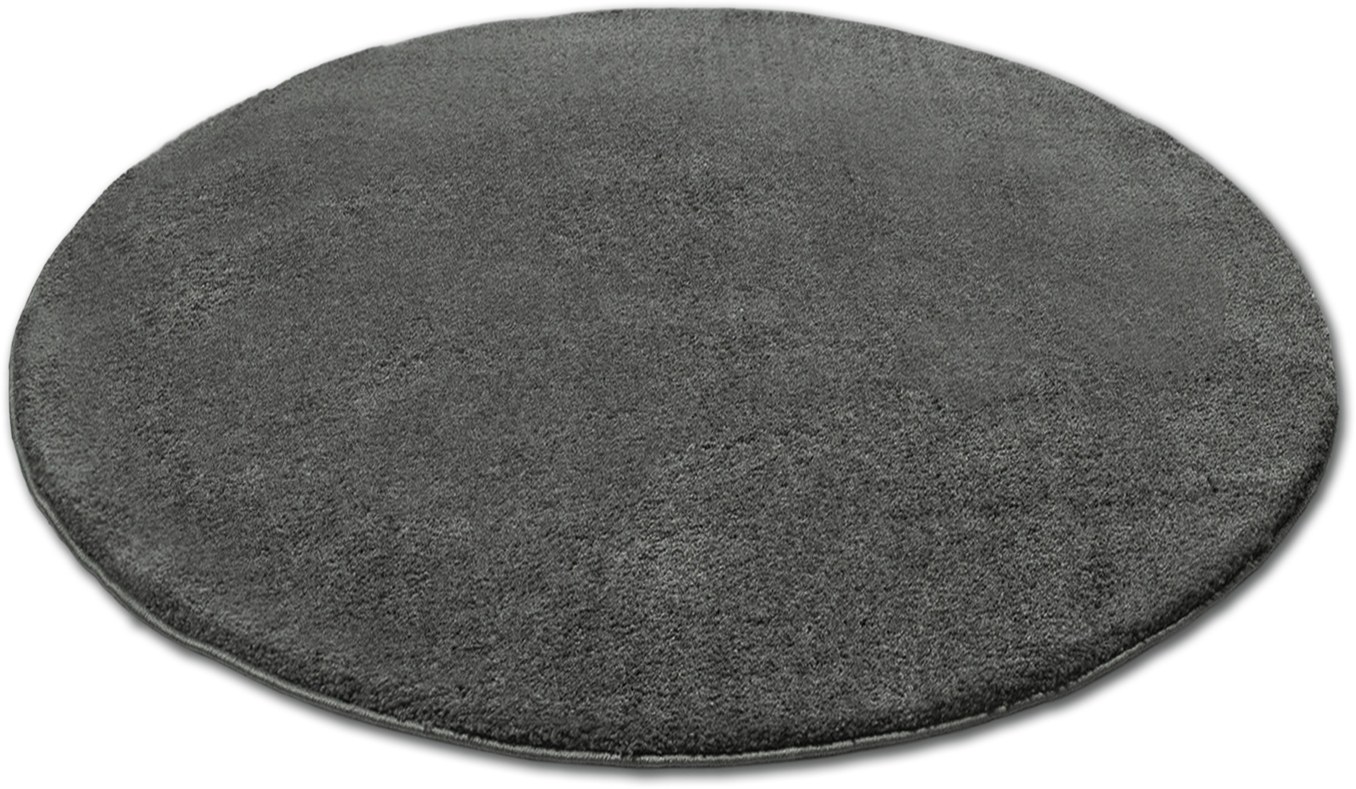 Hochflor-Teppich Ilvi, andas, rund, Höhe: 31 mm, extra flauschig, Mikrofaser, einfarbig, weich dunkelgrau