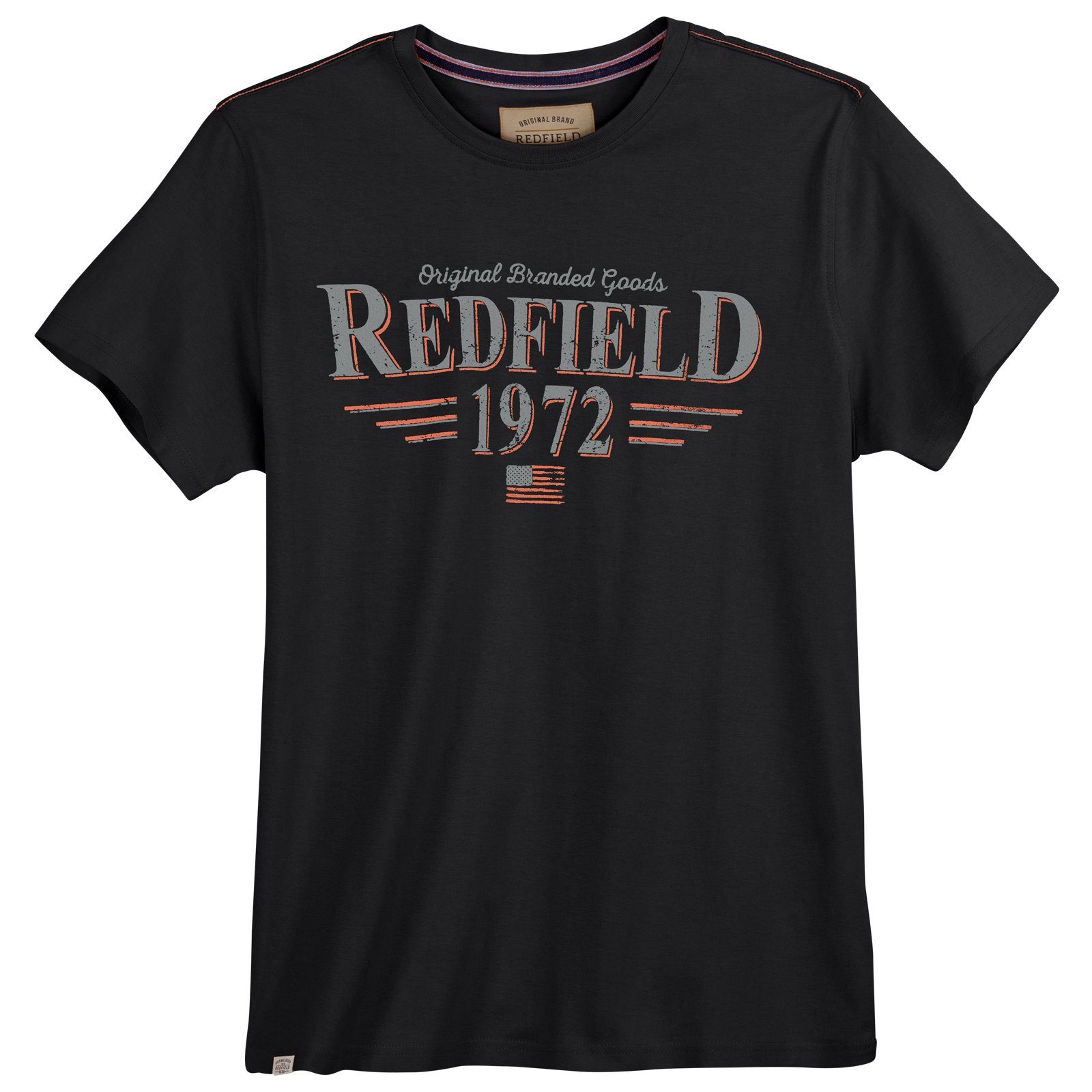 schwarz Größen redfield T-Shirt Logo-Print Große Herren cooler Redfield Rundhalsshirt