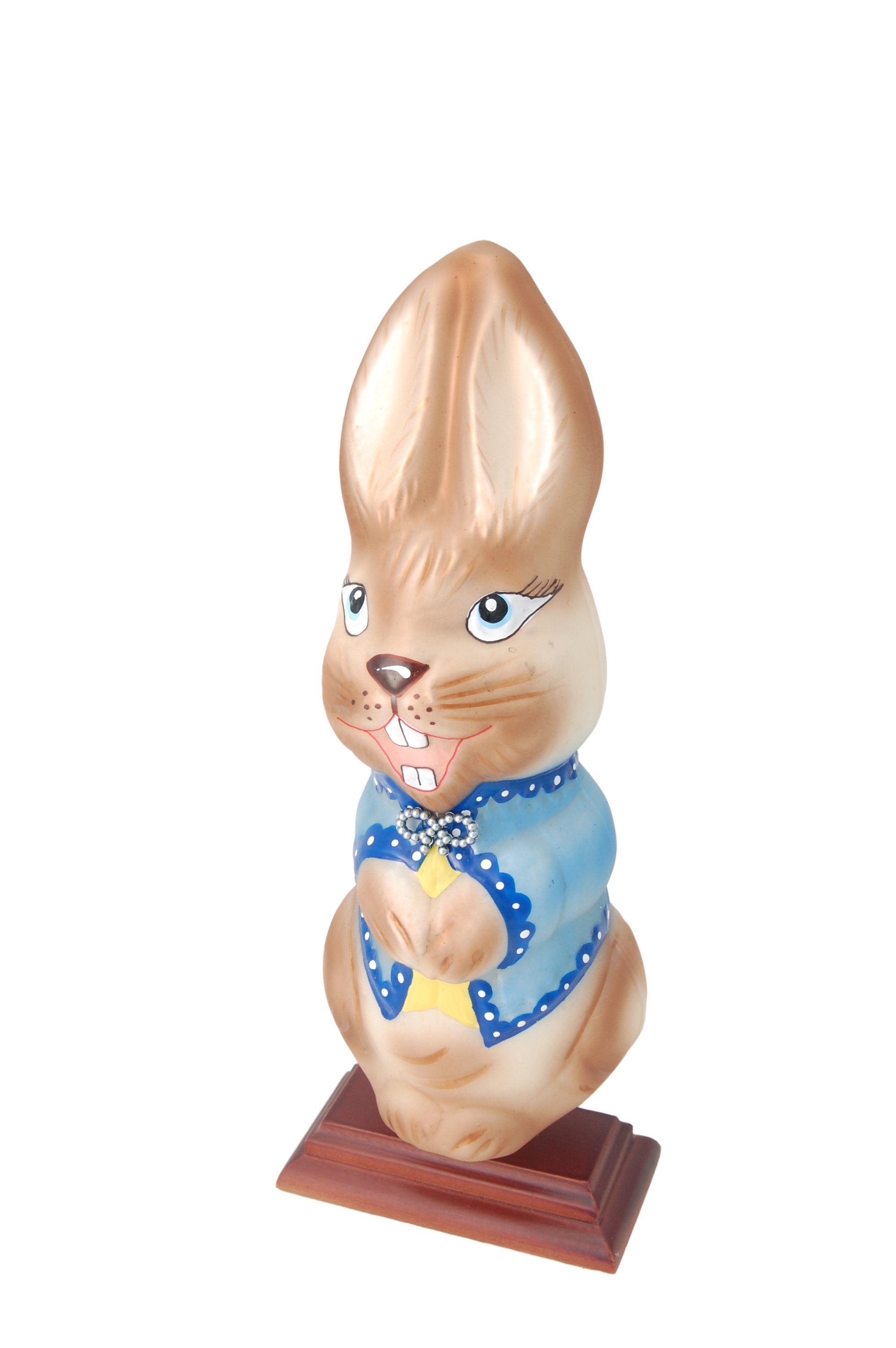 Krebs Glas Lauscha Christbaumschmuck Osterhase mit blauer Weste, mundgeblasen, handbemalt, 24 cm (1) (1-tlg)