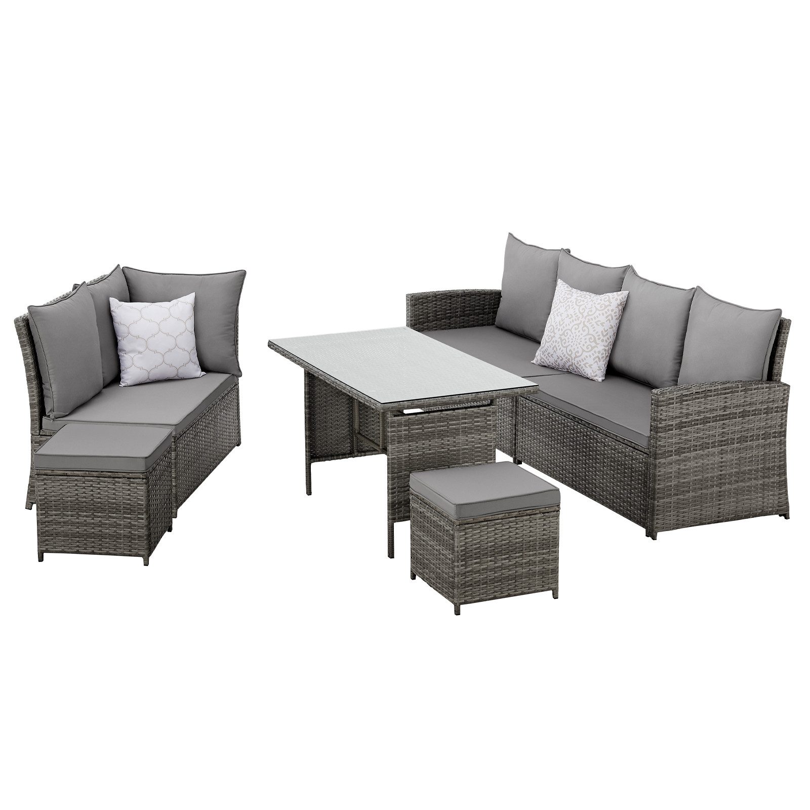 SVITA Loungeset MONROE, (Lounge-Set, 4-tlg., Gartenlounge), Garten-Lounge, Poly-Rattan, Sitzgruppe, Outdoor, Lounge-Möbel