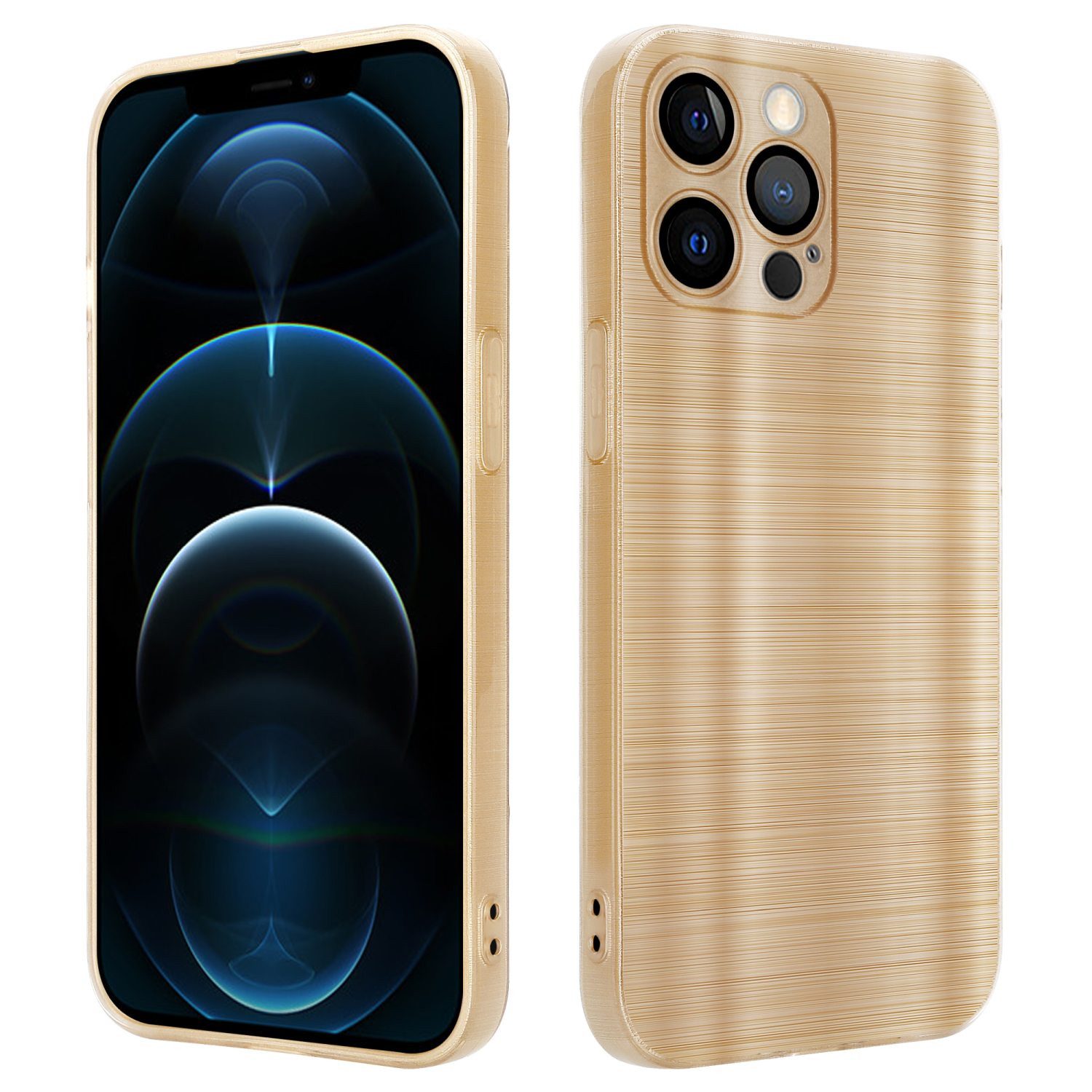 Cadorabo Handyhülle für iPhone 12 PRO Hülle Apple iPhone 12 PRO, Schutzhülle - TPU Silikon Hülle - im Brushed Design