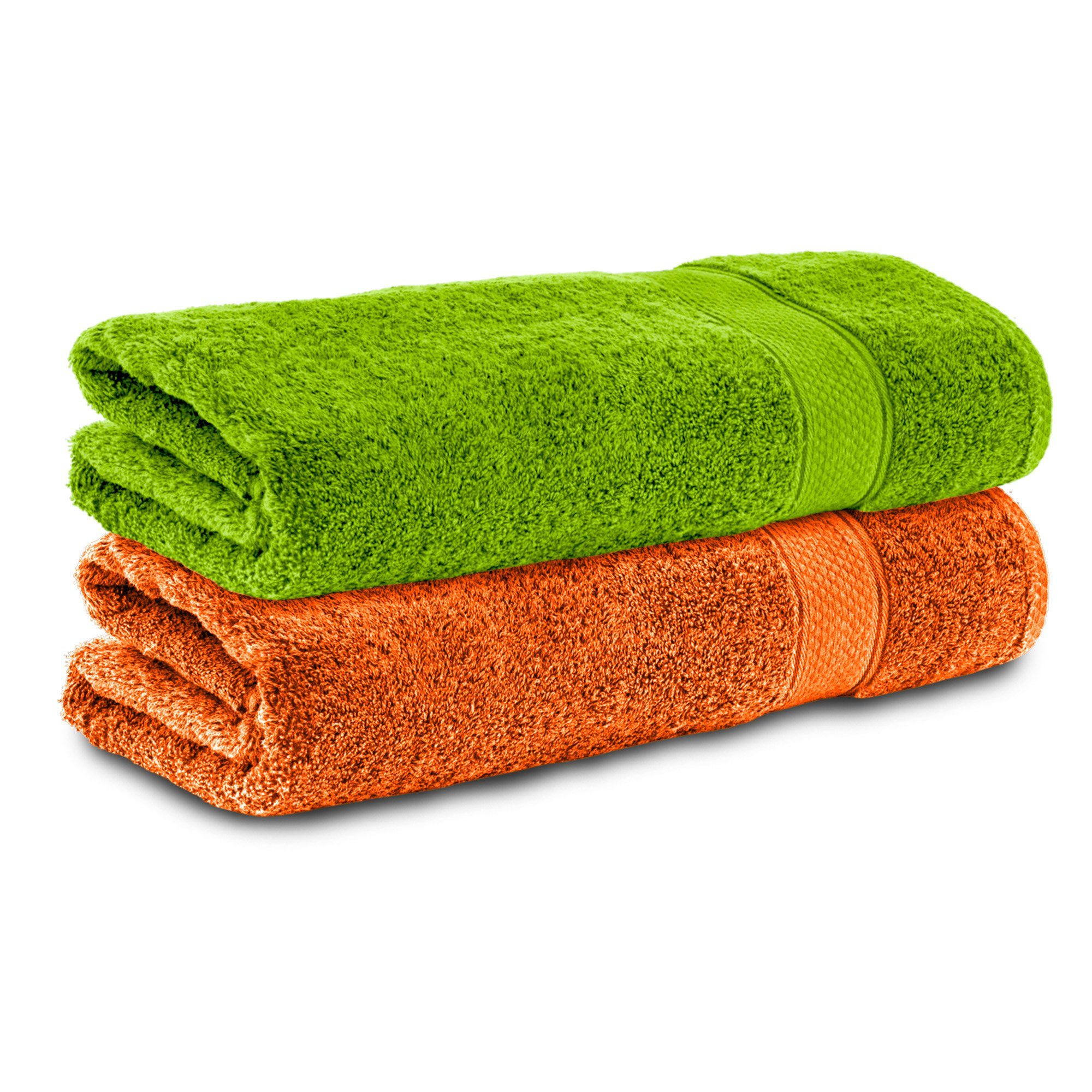 Komfortec Handtücher 100% Baumwolle, 470 g/m², Frottee (2-St), Badetücher 50x100 cm Set, Weich Orange&Pistaziengrün
