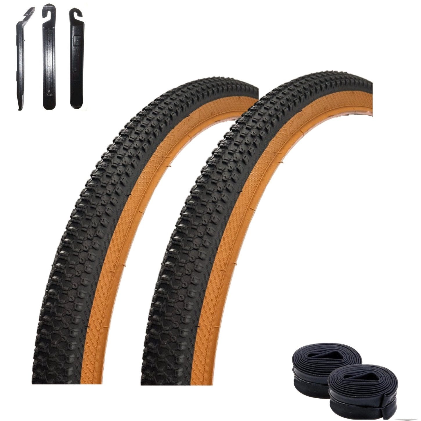 maxxi4you Fahrradreifen 2 x Roverstone 27,5 x 1,95 (54-584) Schwarz/Braun + 2 AV inkl. RH