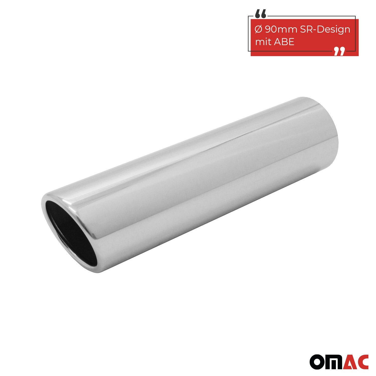 OMAC Auspuff-Flexrohr Endrohr Edelstahl 1x90mm Endschalldämpfer mit ABE, (1-tlg), Leicht austauschbar - Einzelausstieg