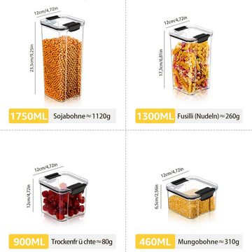 MULISOFT Vorratsdose Frischhaltedose, (460ml x4 + 900ml + 1300ml x2 + 1800ml x2, 9-tlg., Luftdichtes Lebensmittelbehälter Set), für Getreide, Mehl, Zucker, trockenes Getreide