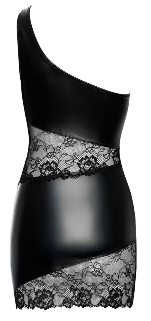 Cottelli PARTY Minikleid Minikleid halb Wetlook halb Spitze - schwarz (1-tlg) Spannende Cut-outs vorne – Bild 4 von 5