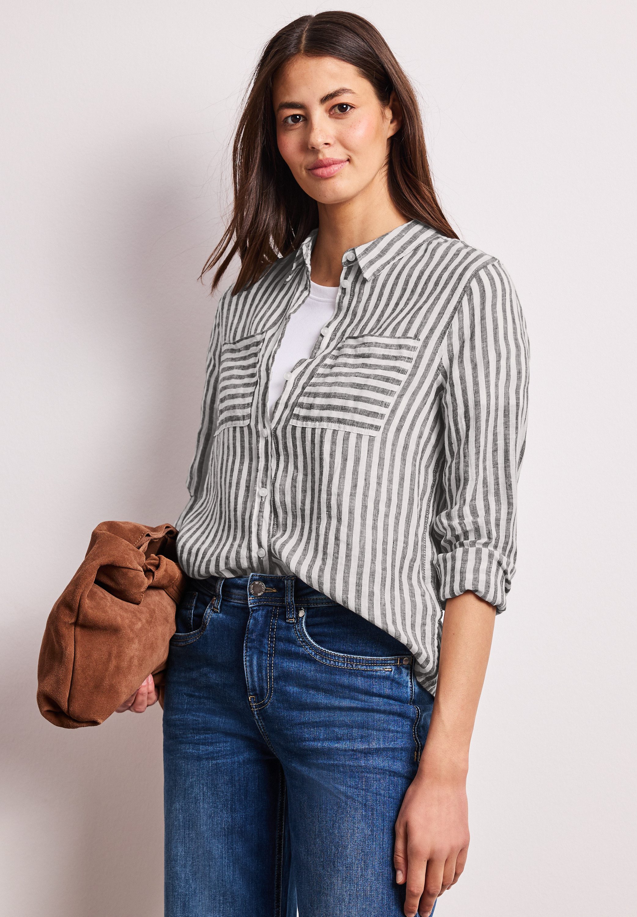 STREET ONE Hemdbluse mit Streifen Muster