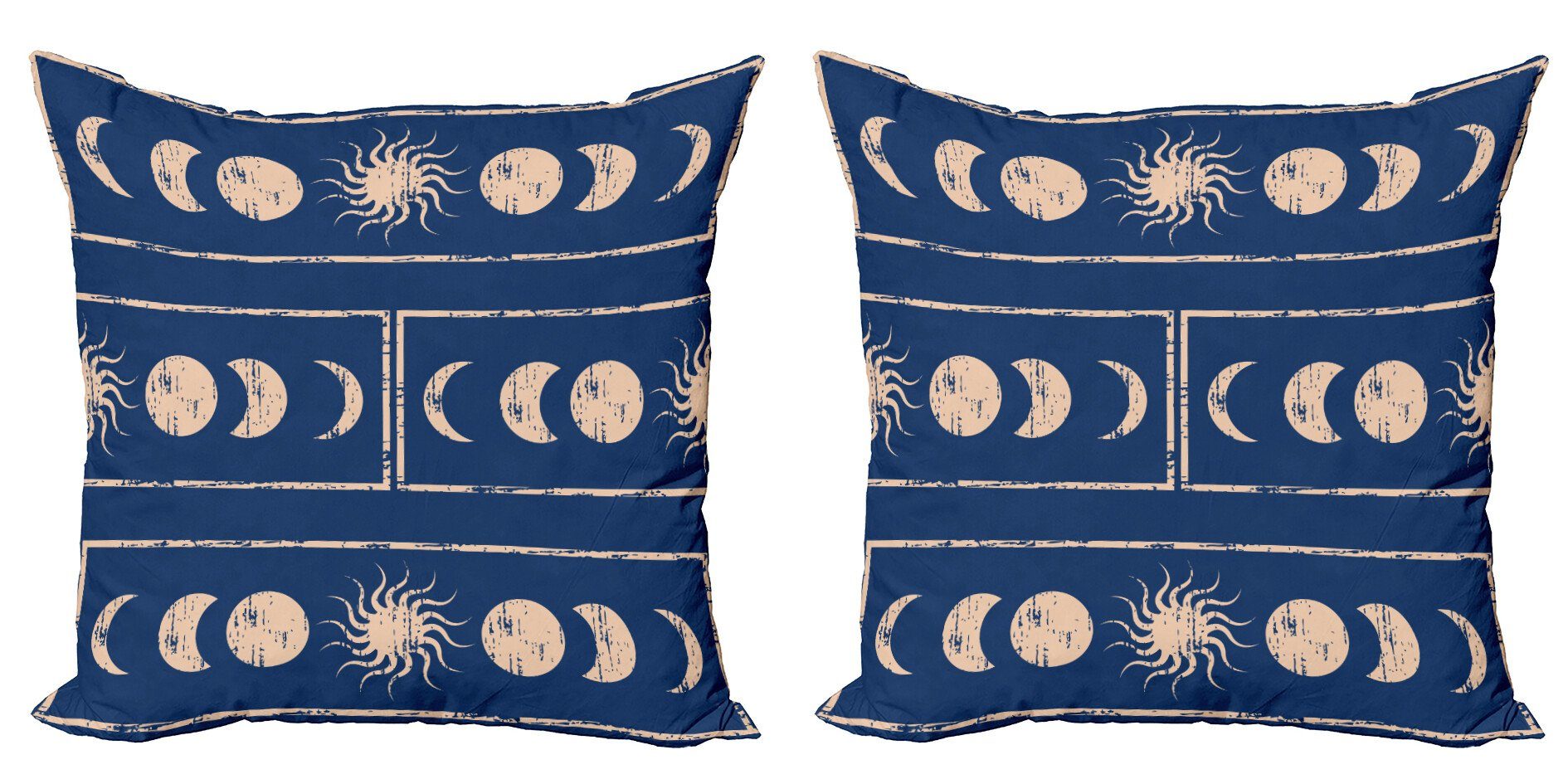 Kissenbezüge Modern Accent Doppelseitiger Digitaldruck, Abakuhaus (2 Stück), Indigo Sonne-Mond-Astrologie