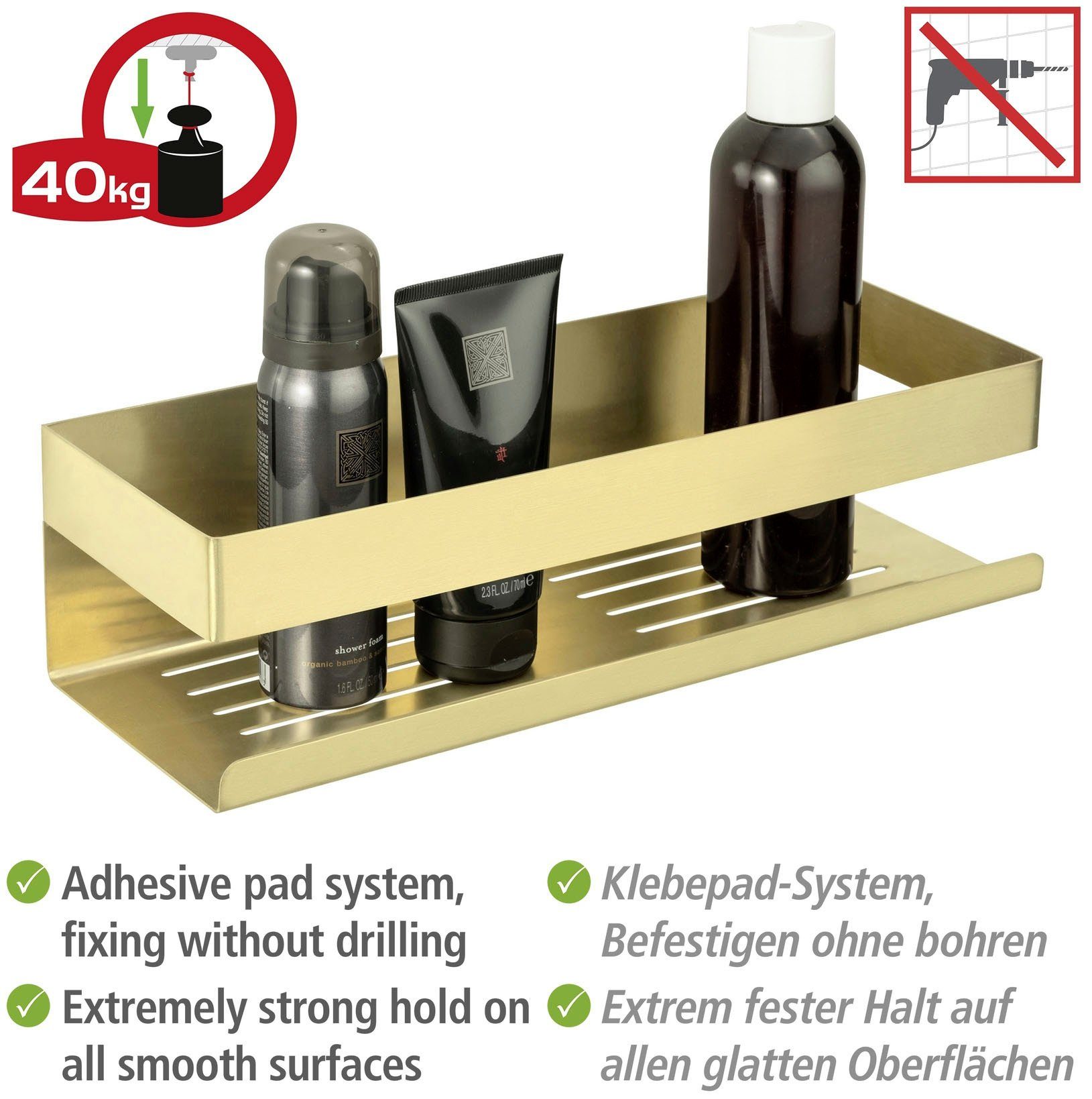 WENKO Badregal Turbo-Loc® Genova, Wandregal aus hochwertigem Edelstahl, Befestigen ohne Bohren – Bild 5 von 5