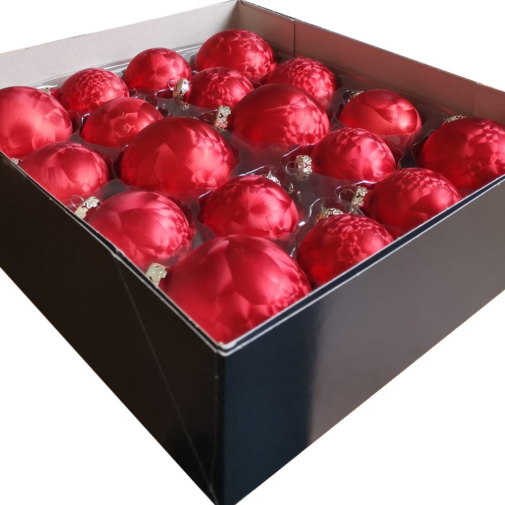 Thüringer Glasdesign Weihnachtsbaumkugel 18tlg. Weihnachtskugel Eislack rot (18 St)