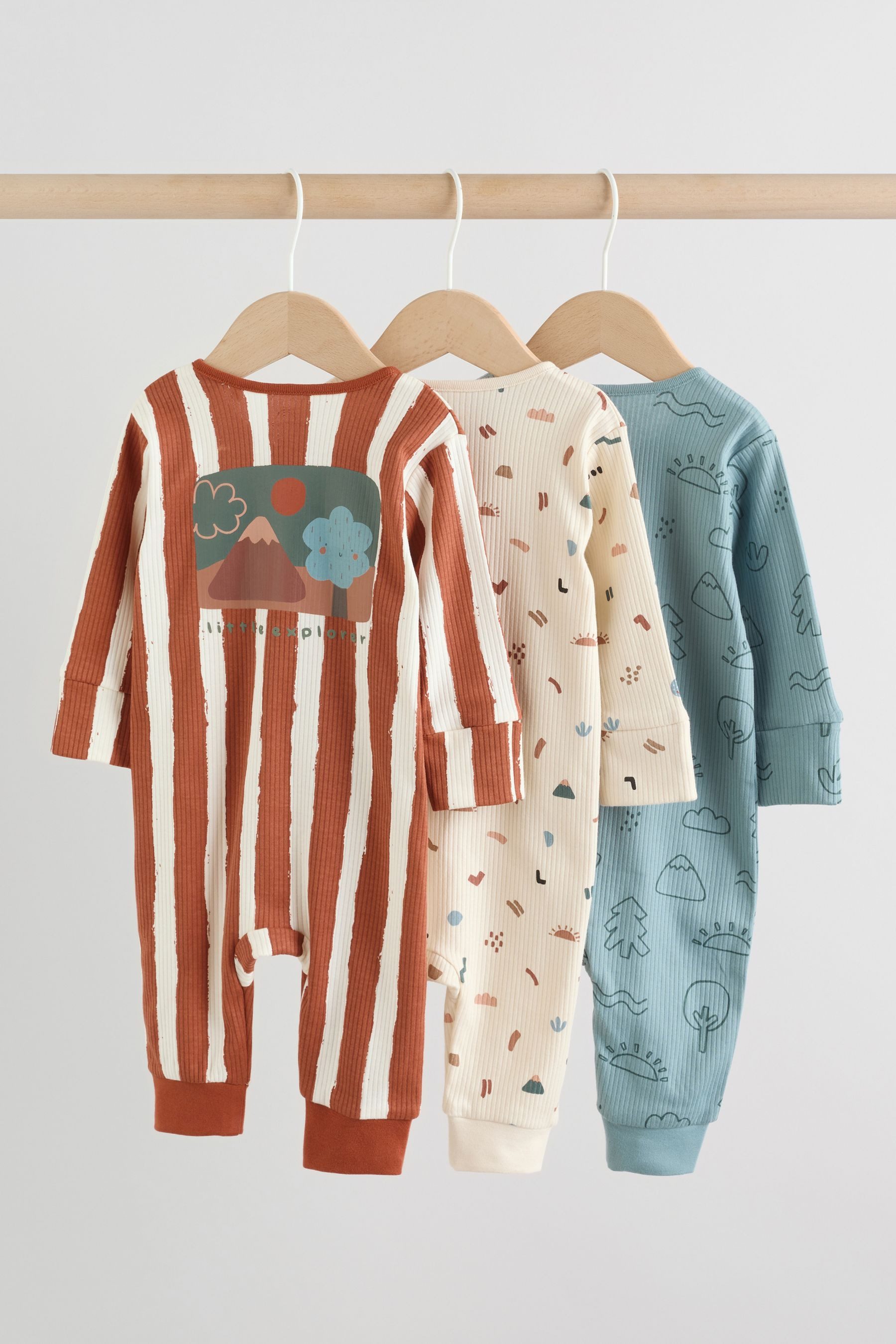 Next Schlafoverall Woodland Baby Schlafanzüge, 3er Pack (3-tlg)