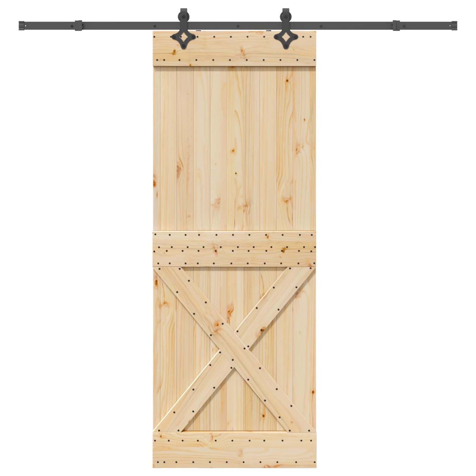 vidaXL Zimmertür 85 x 210 cm 213,5 cm Schiebetür NARVIK Natürlich und Schwarz 85x210 cm