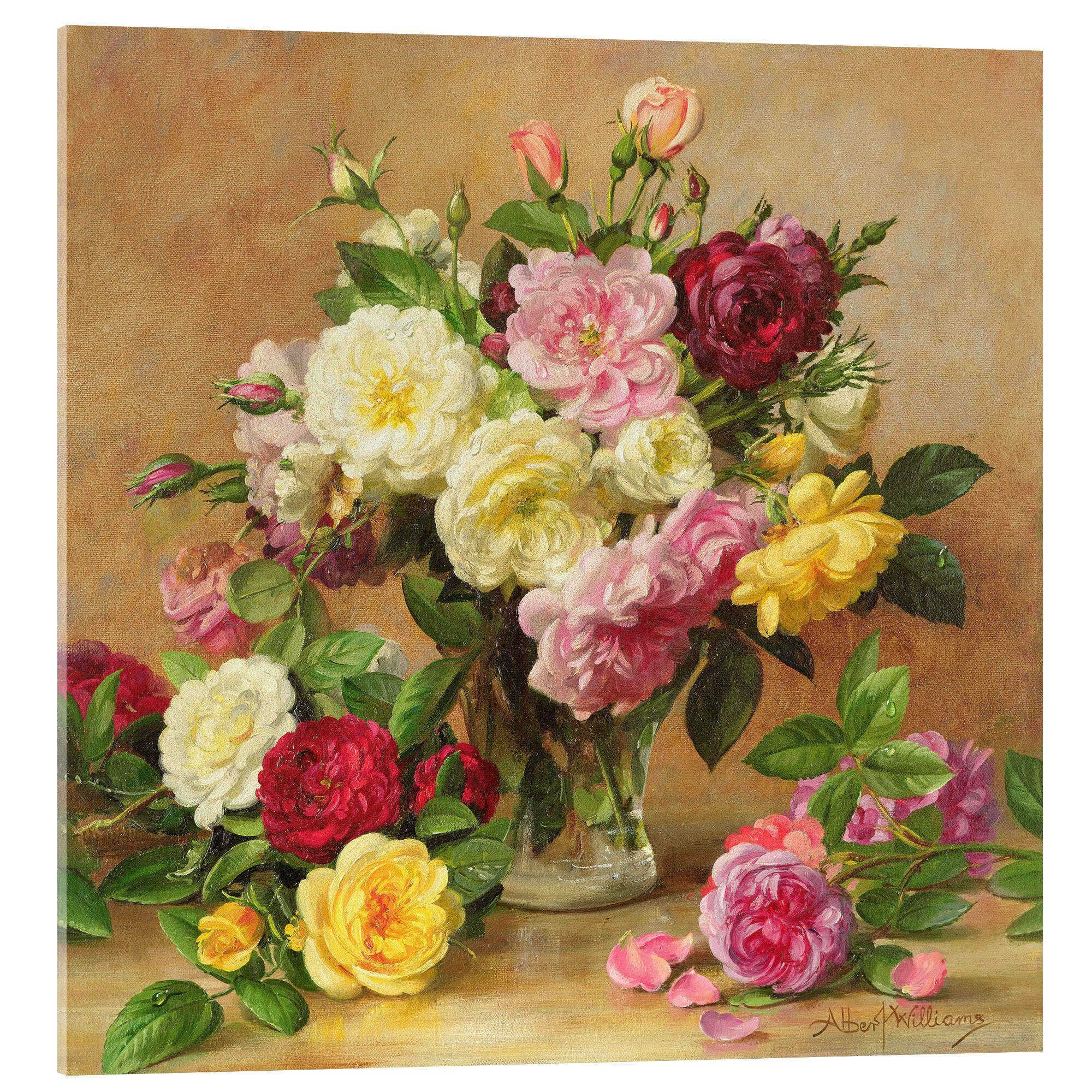Posterlounge Acrylglasbild Albert Williams, Altmodische viktorianische Rosen, Malerei
